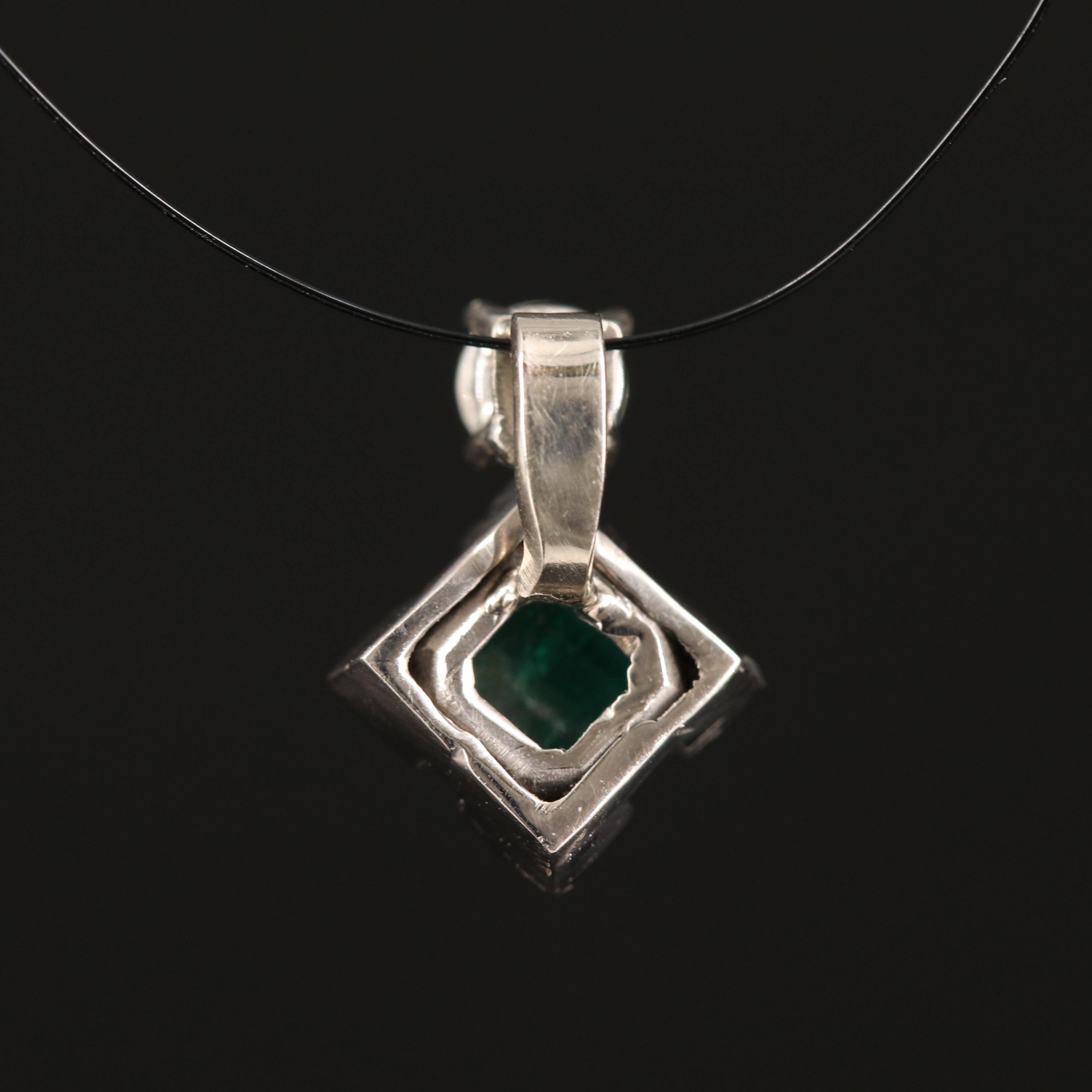 10K Diamond and Emerald Pendant