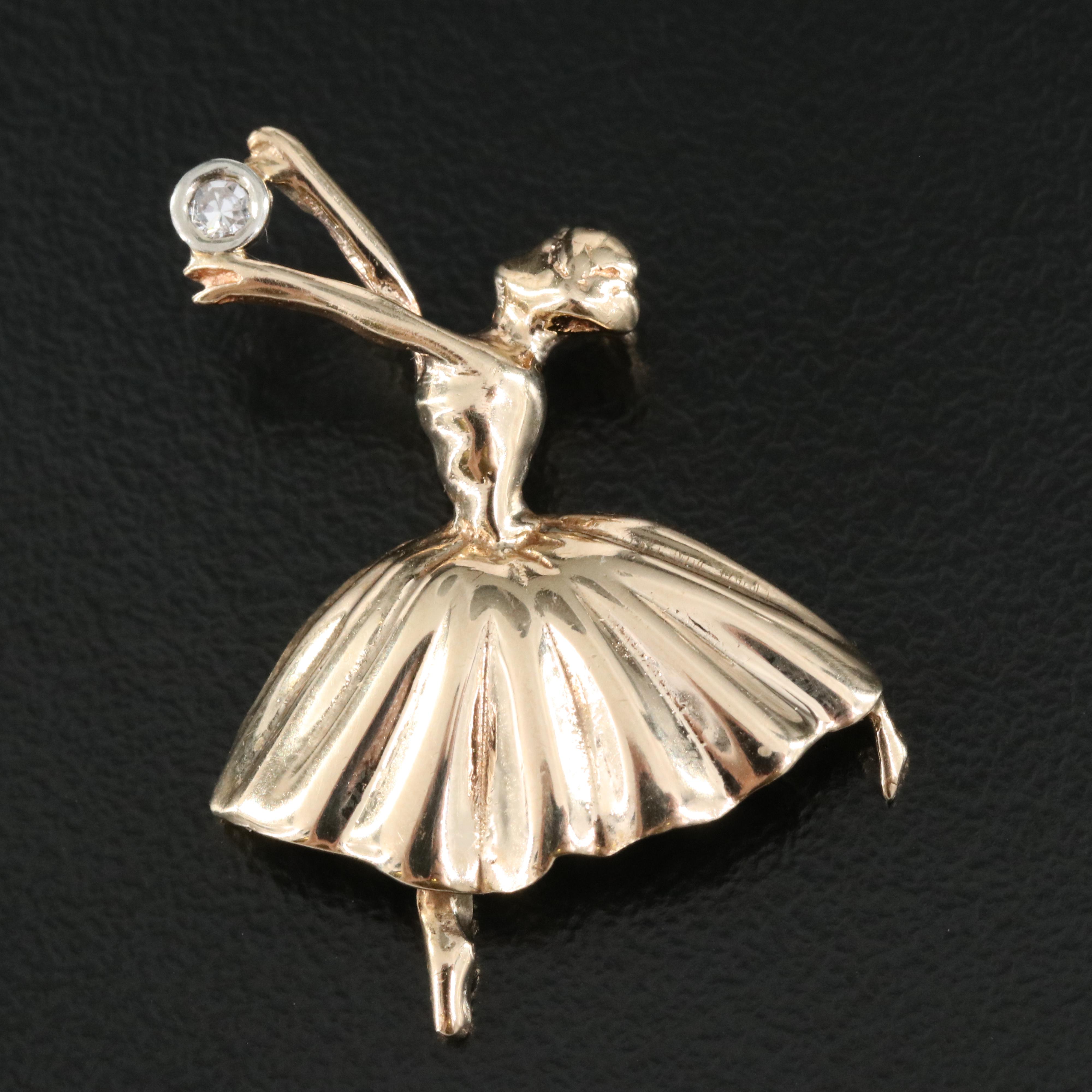 14K 0.04 CT Diamond Ballerina Pendant