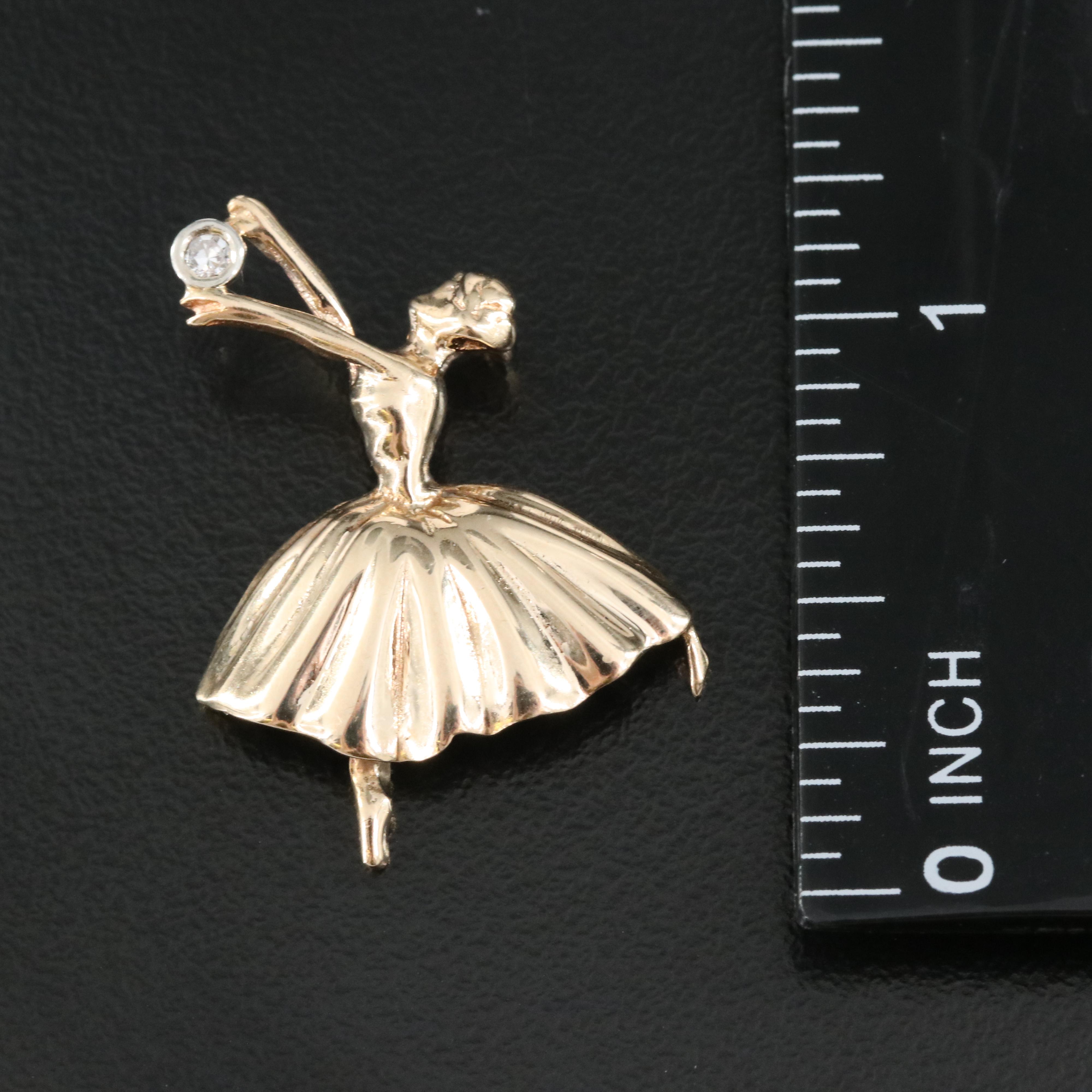 14K 0.04 CT Diamond Ballerina Pendant