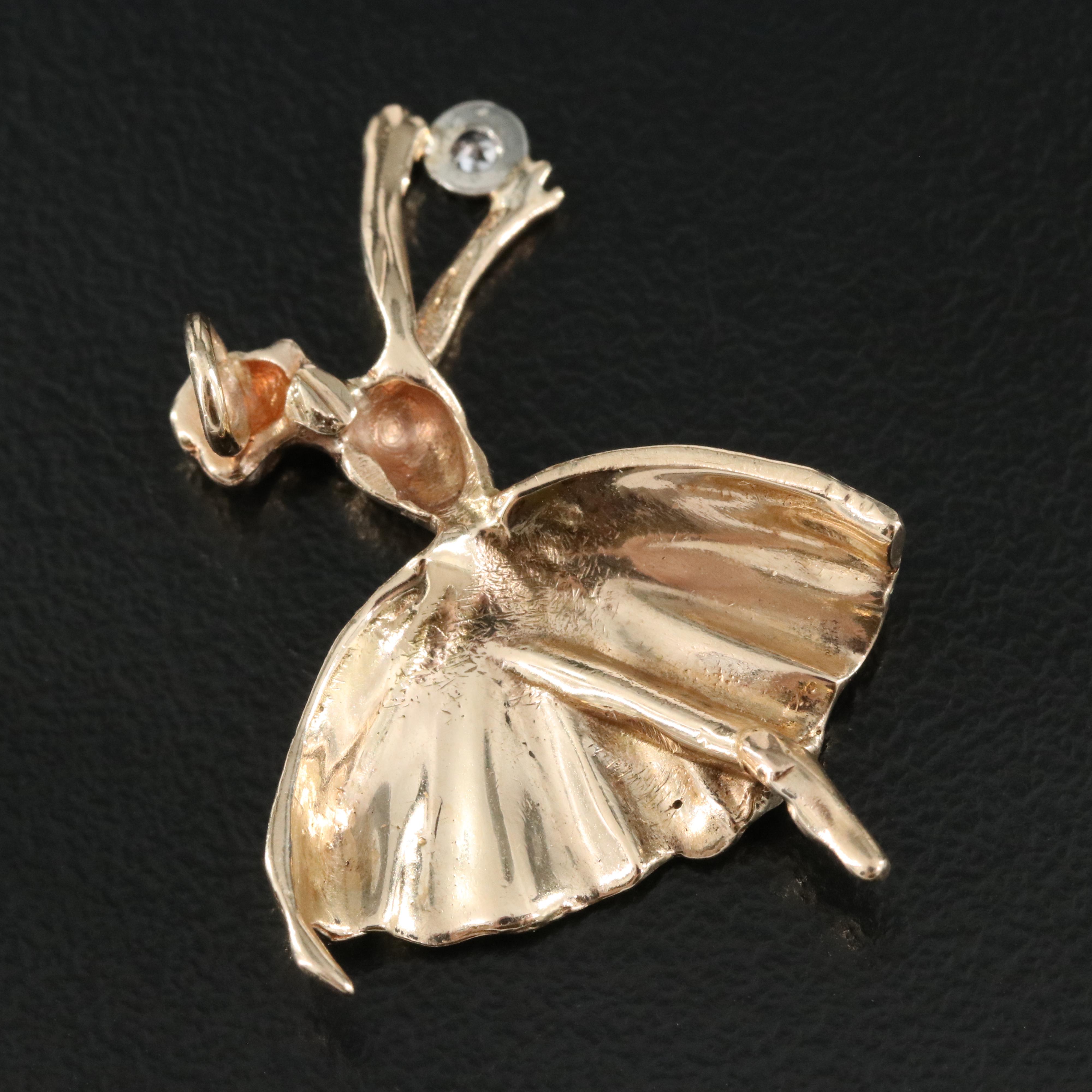 14K 0.04 CT Diamond Ballerina Pendant