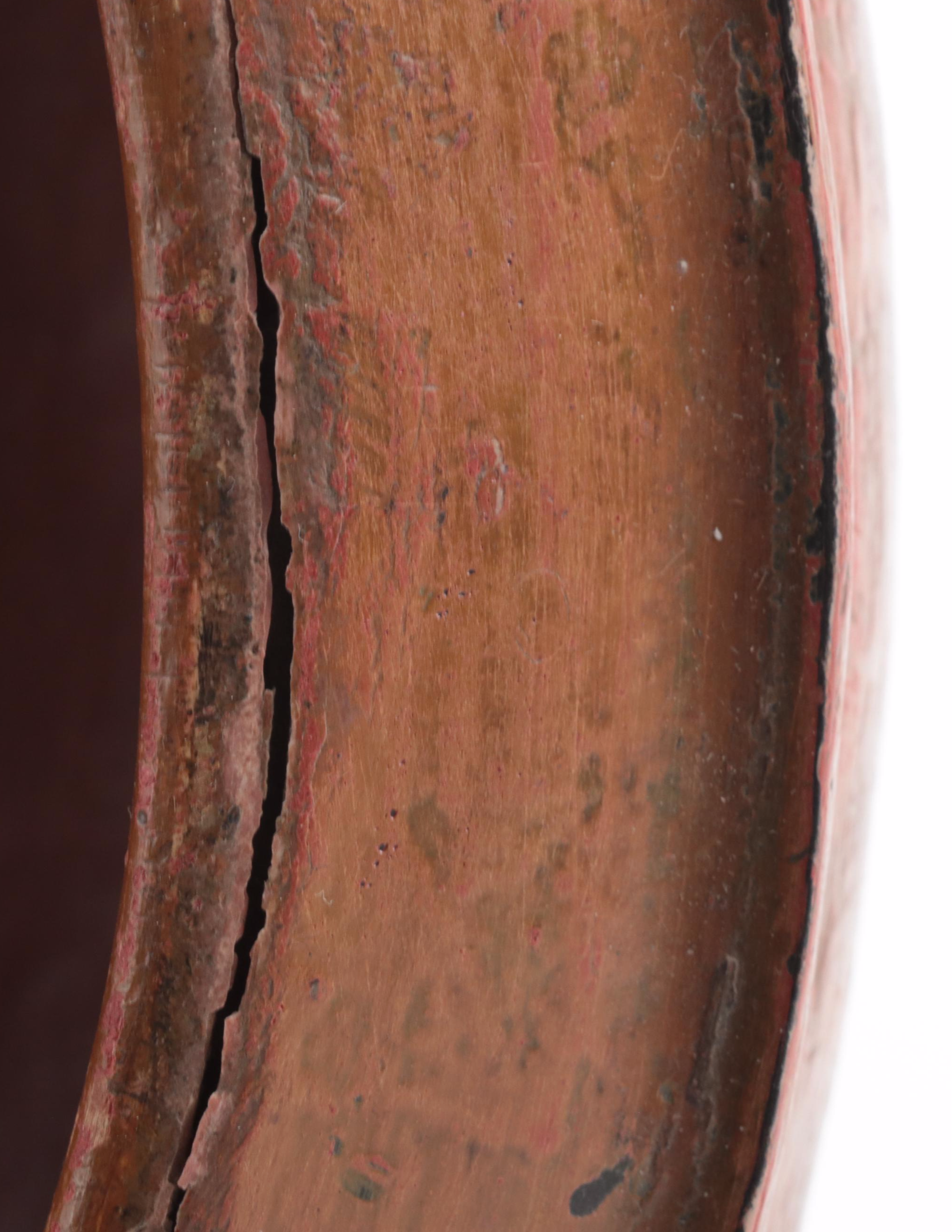 Burmese Bamboo and Red Lacquer Offering Bowl, Mid-Late 20th Century