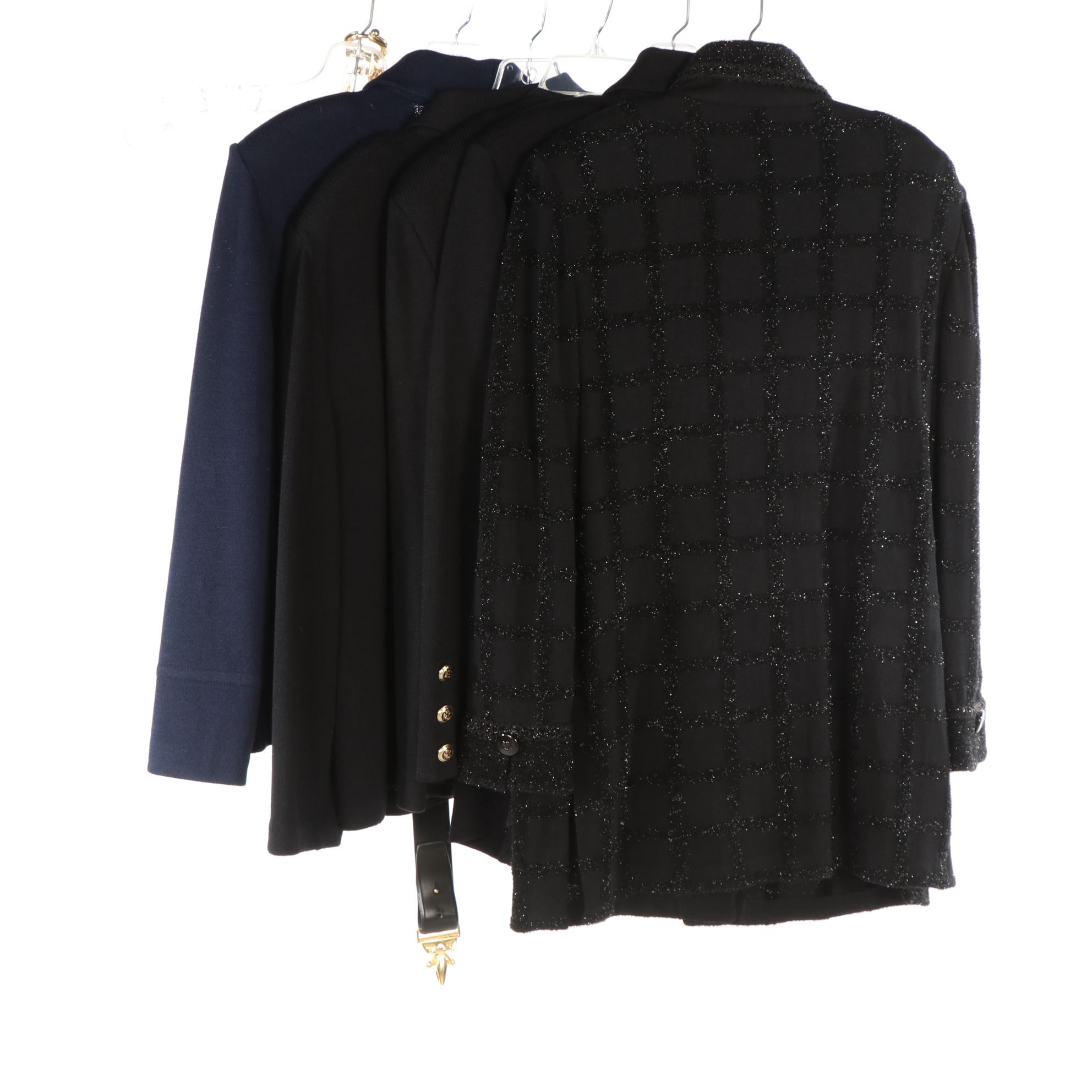 St. John Collection and Basic Knit Jackets with Leather Belt