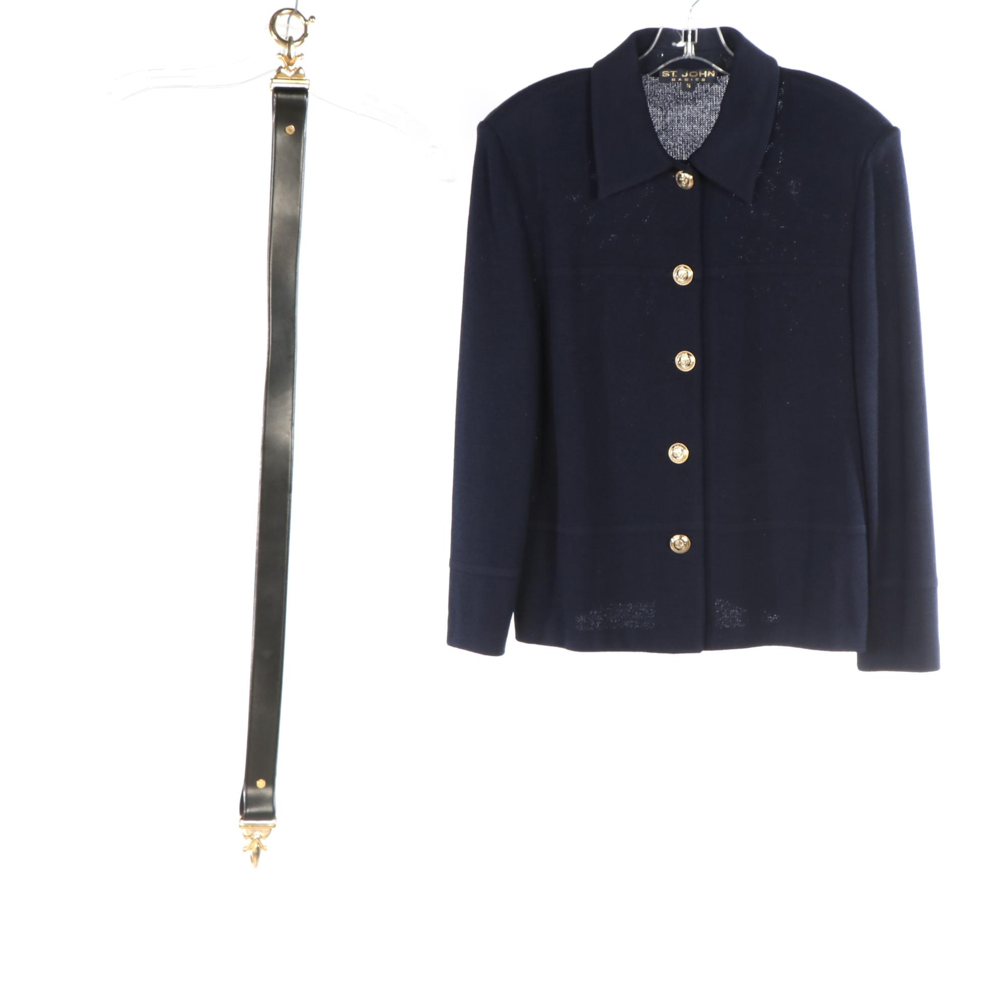St. John Collection and Basic Knit Jackets with Leather Belt