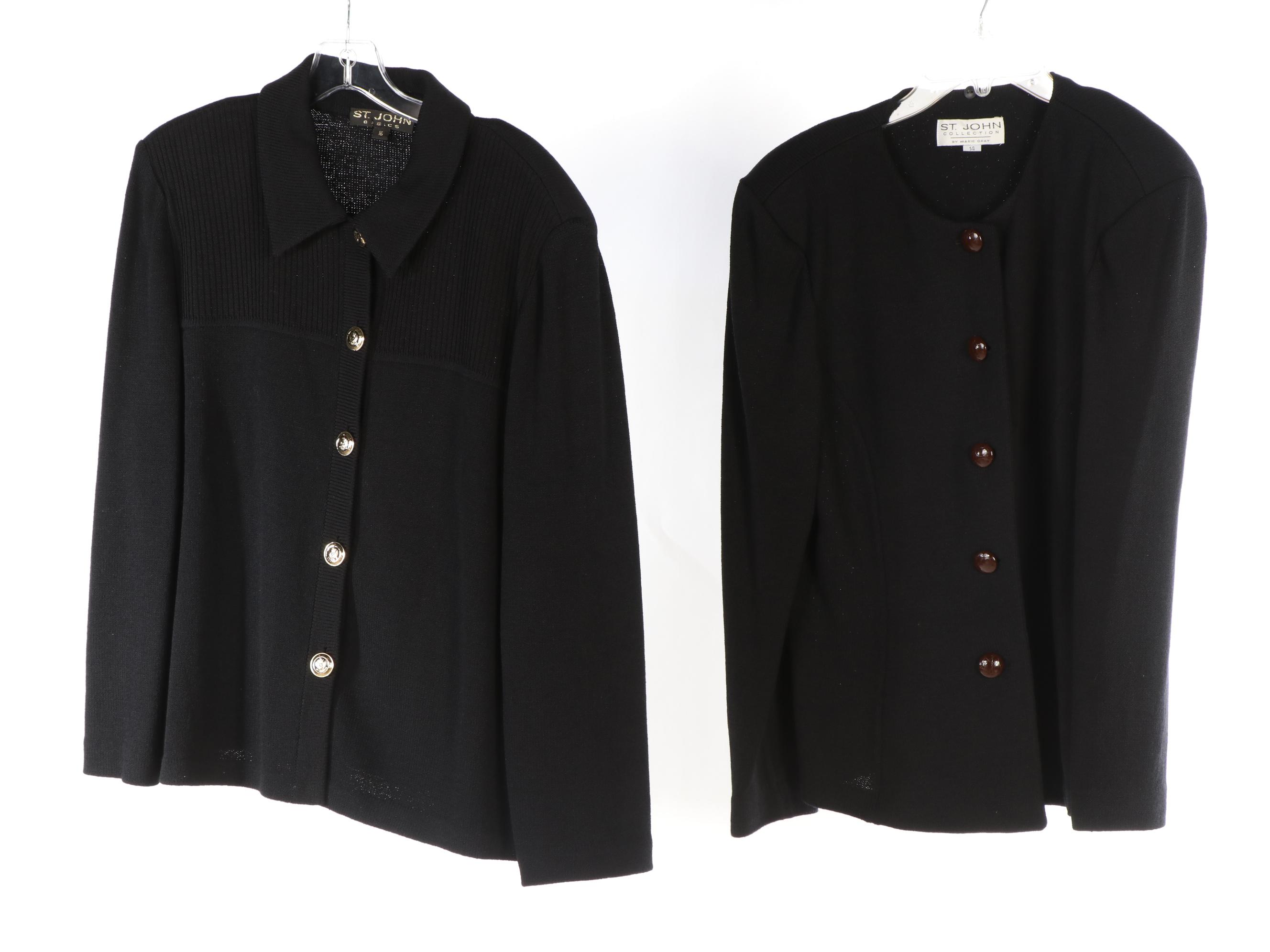 St. John Collection and Basic Knit Jackets with Leather Belt