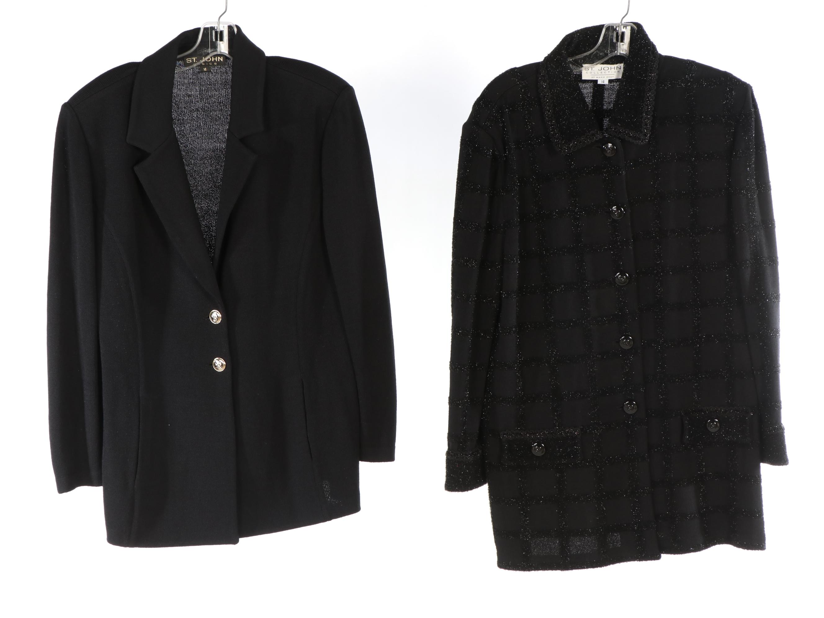 St. John Collection and Basic Knit Jackets with Leather Belt