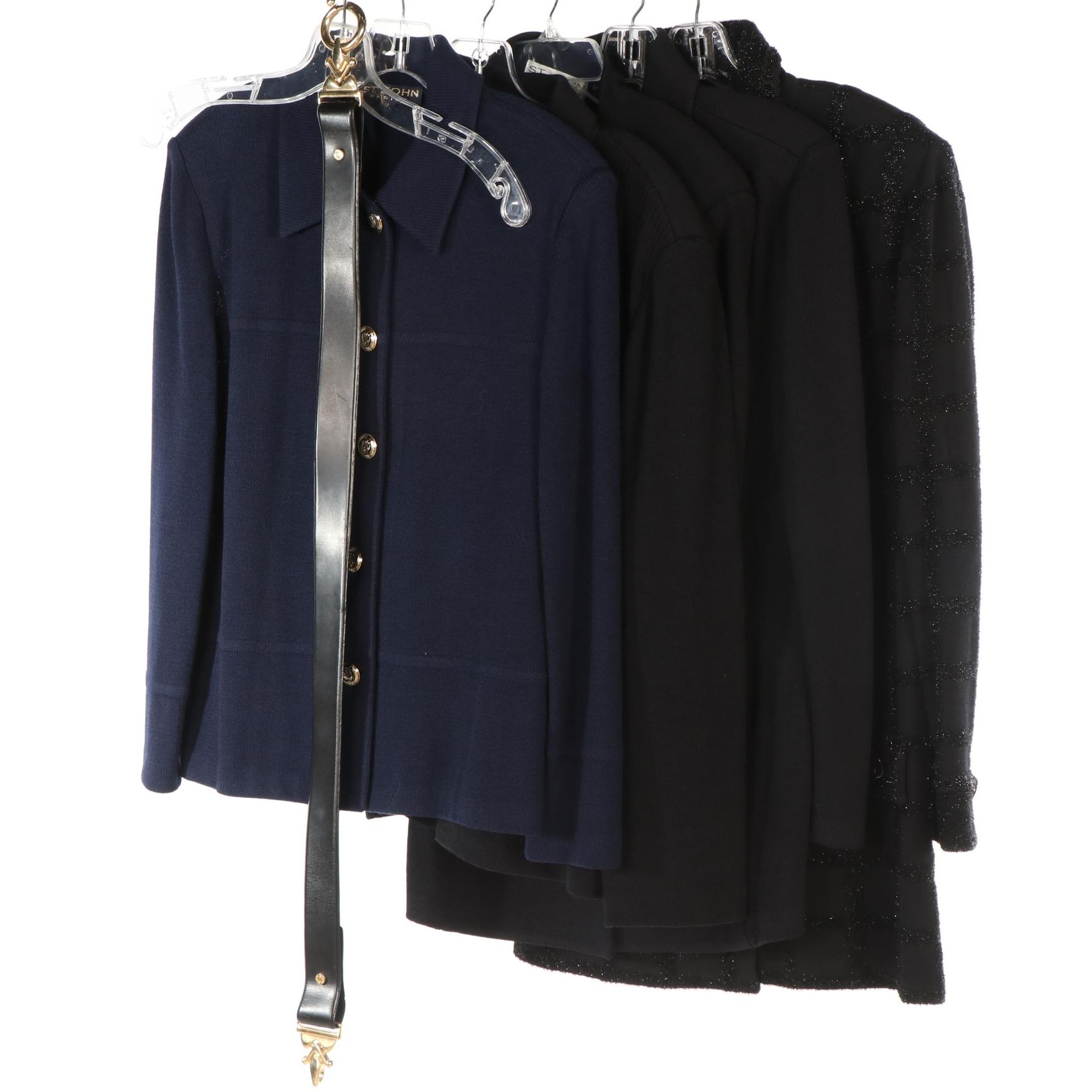 St. John Collection and Basic Knit Jackets with Leather Belt