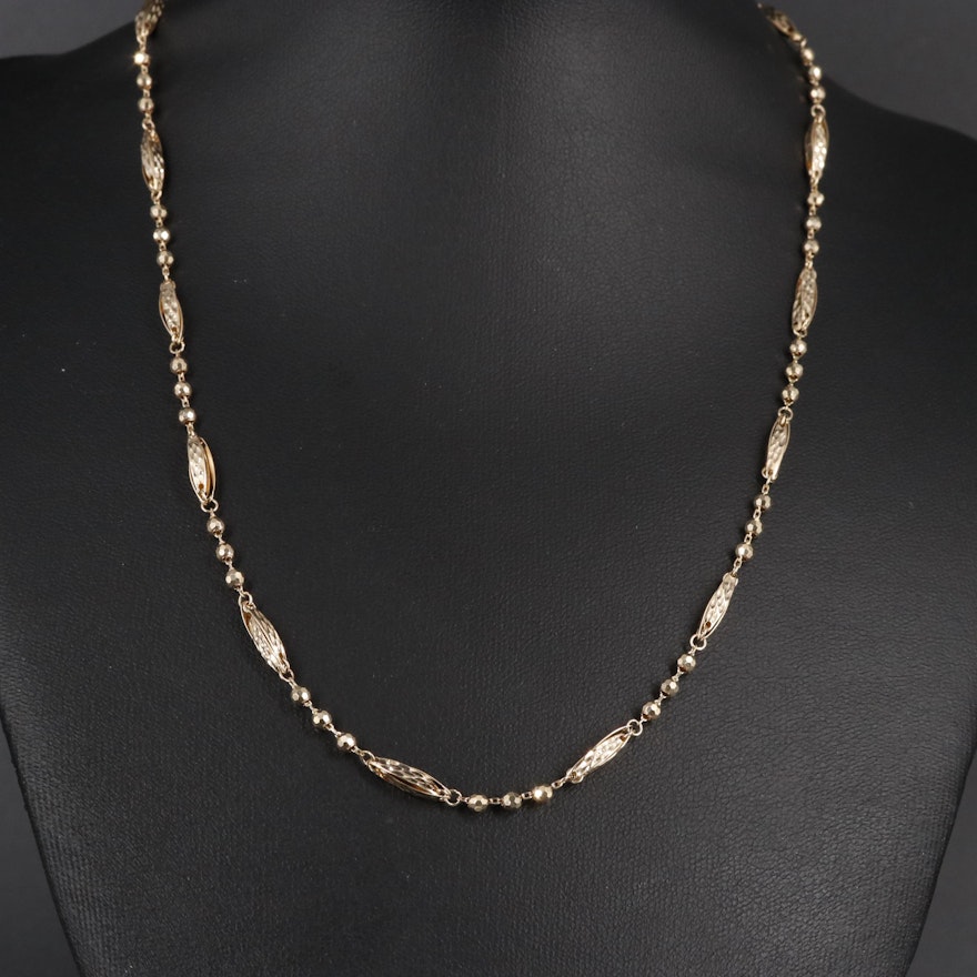 14K Bead Chain Necklace