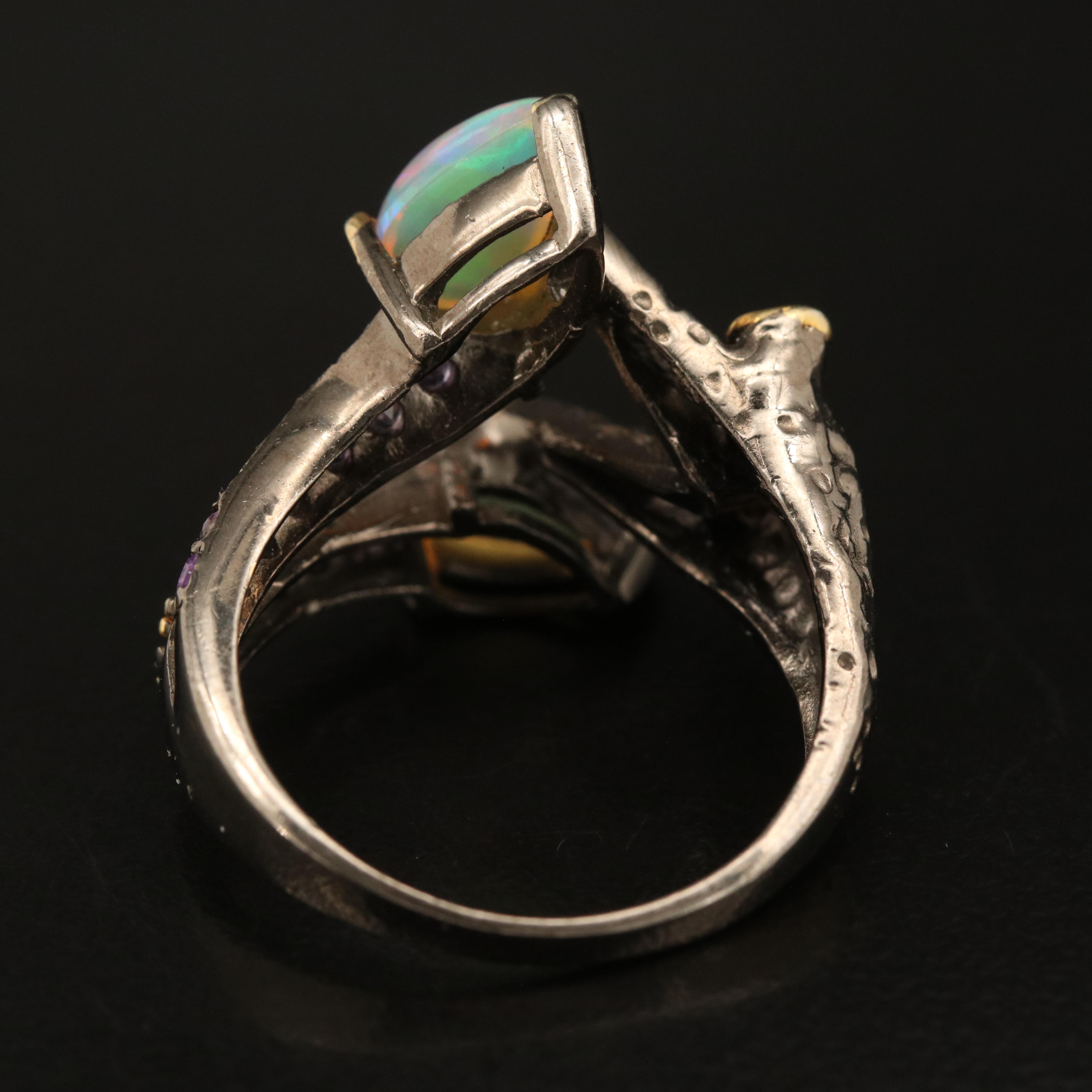 Sterling Opal and Amethyst Ring