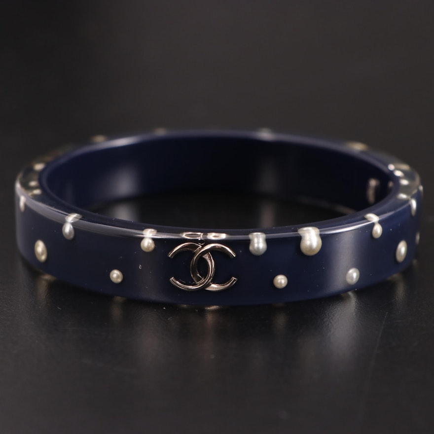 Chanel Medium CC Bangle Bracelet in Embellished Lucite