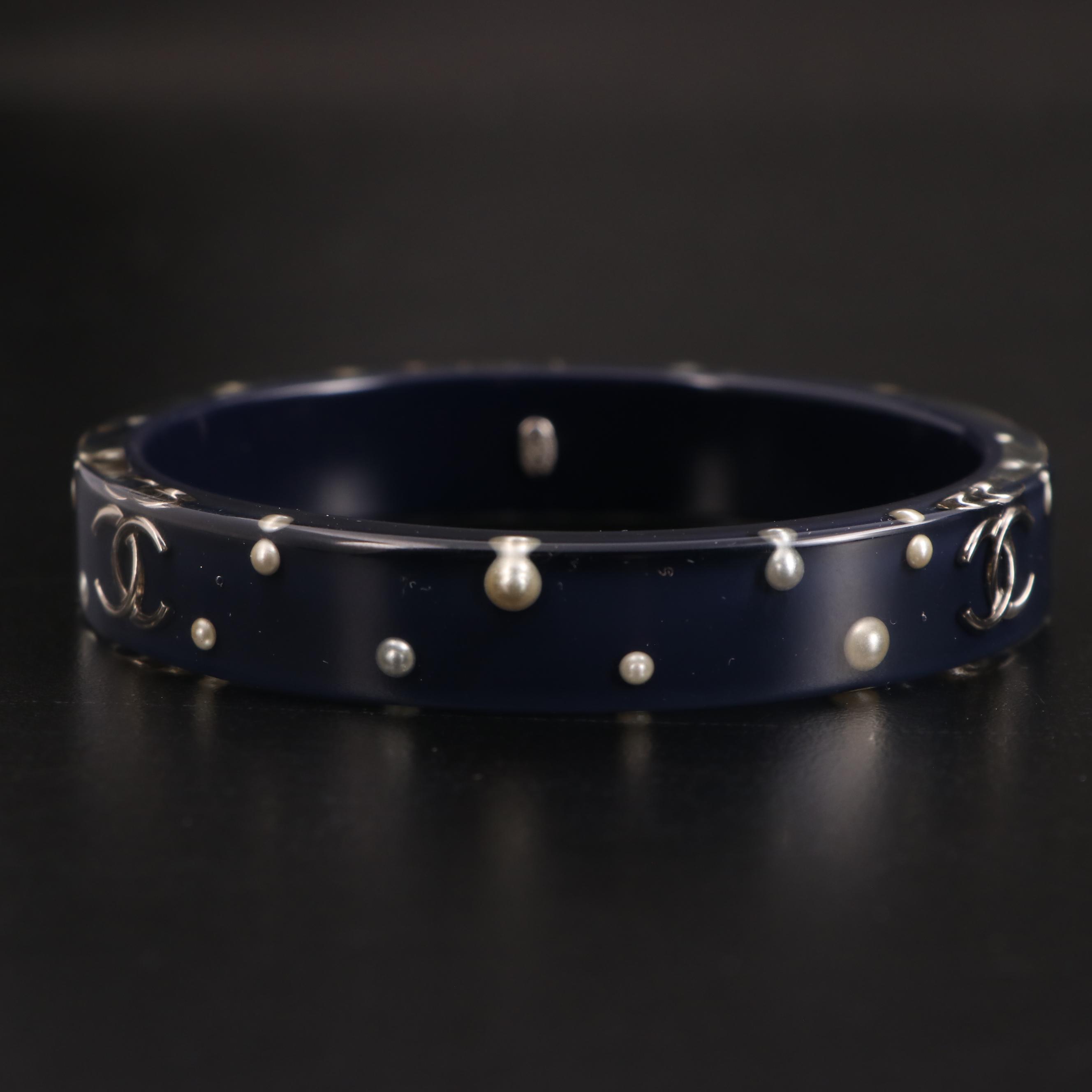 Chanel Medium CC Bangle Bracelet in Embellished Lucite