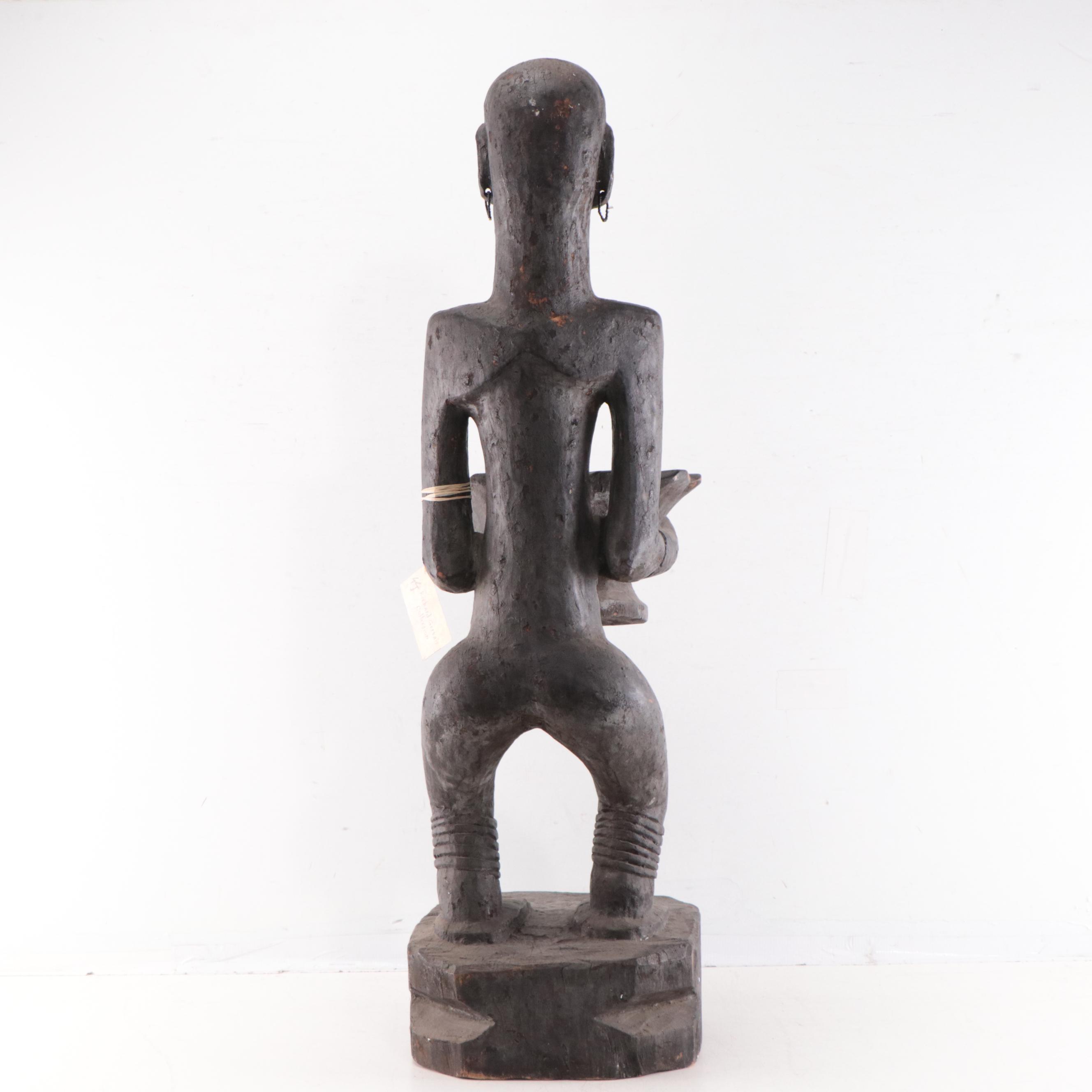 Igorot Hand-Carved Wooden Figure With Bowl, Philippines