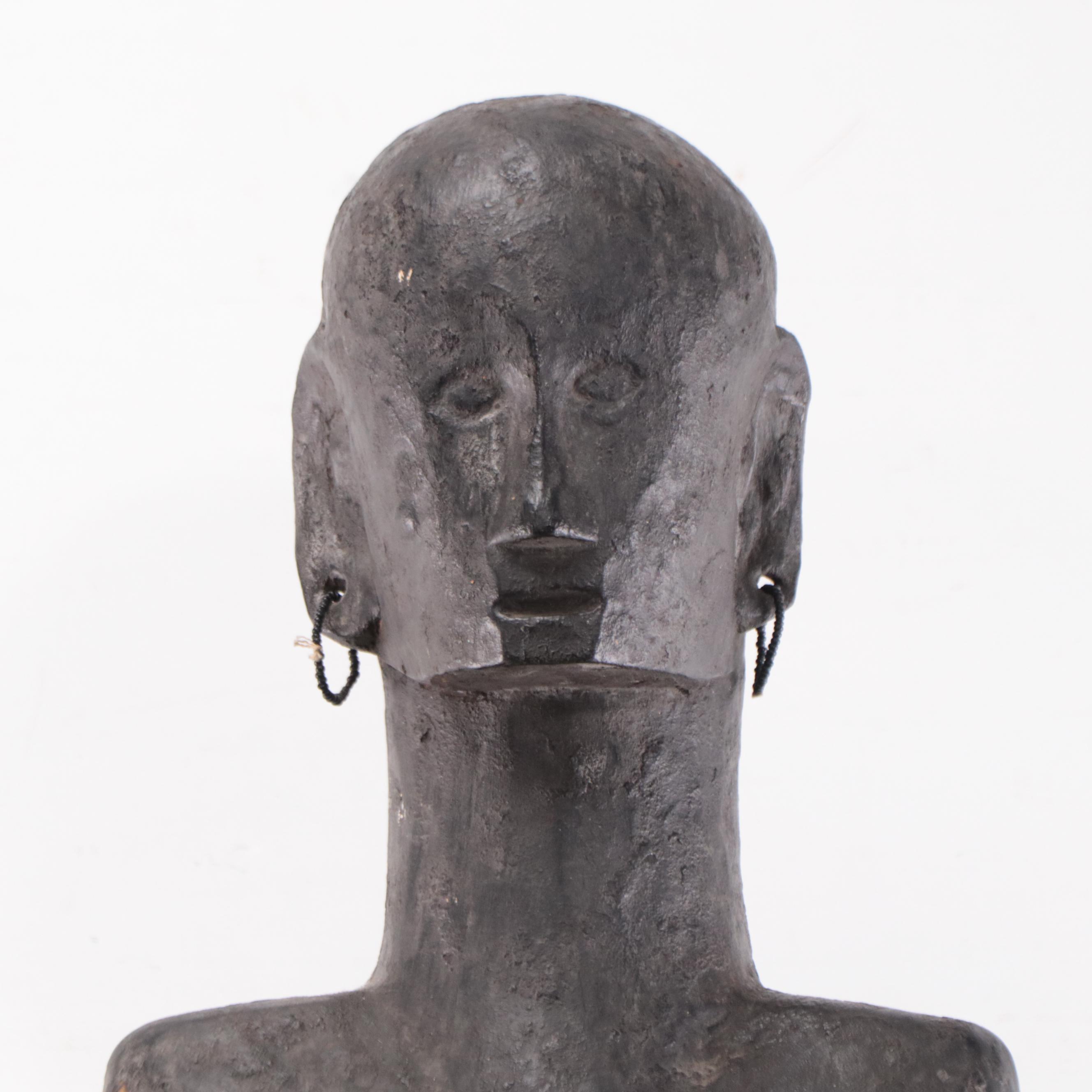 Igorot Hand-Carved Wooden Figure With Bowl, Philippines