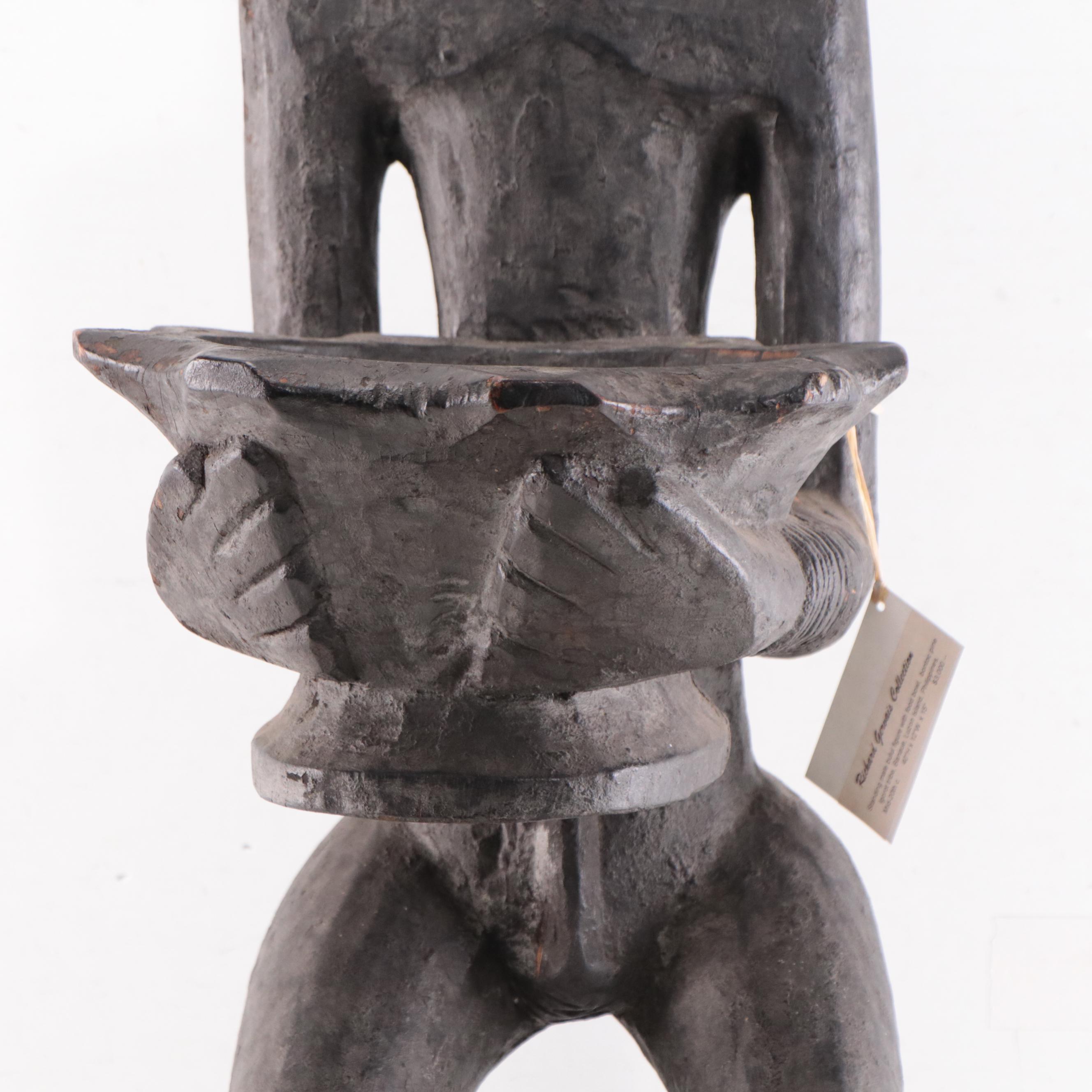 Igorot Hand-Carved Wooden Figure With Bowl, Philippines