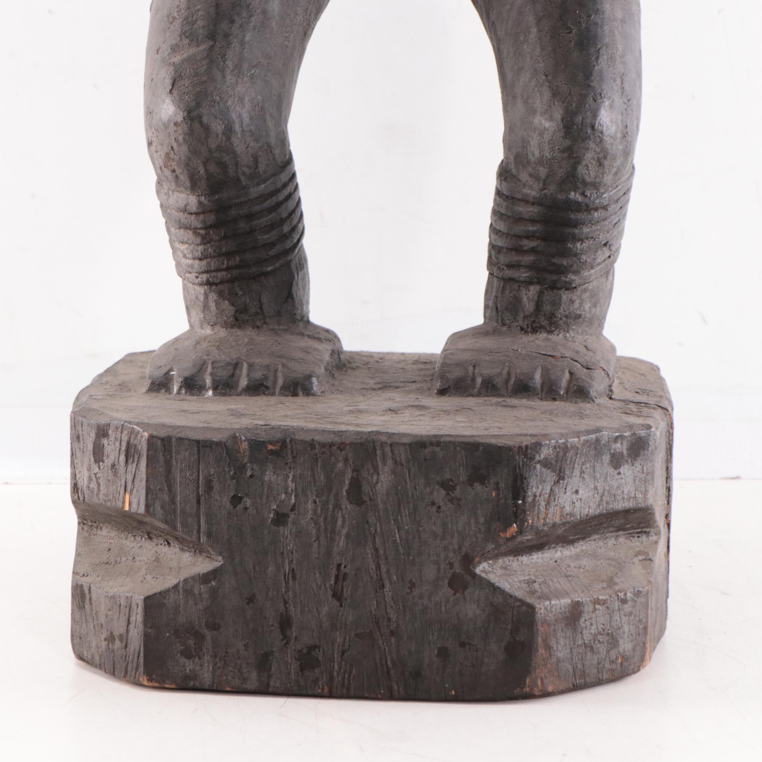 Igorot Hand-Carved Wooden Figure With Bowl, Philippines