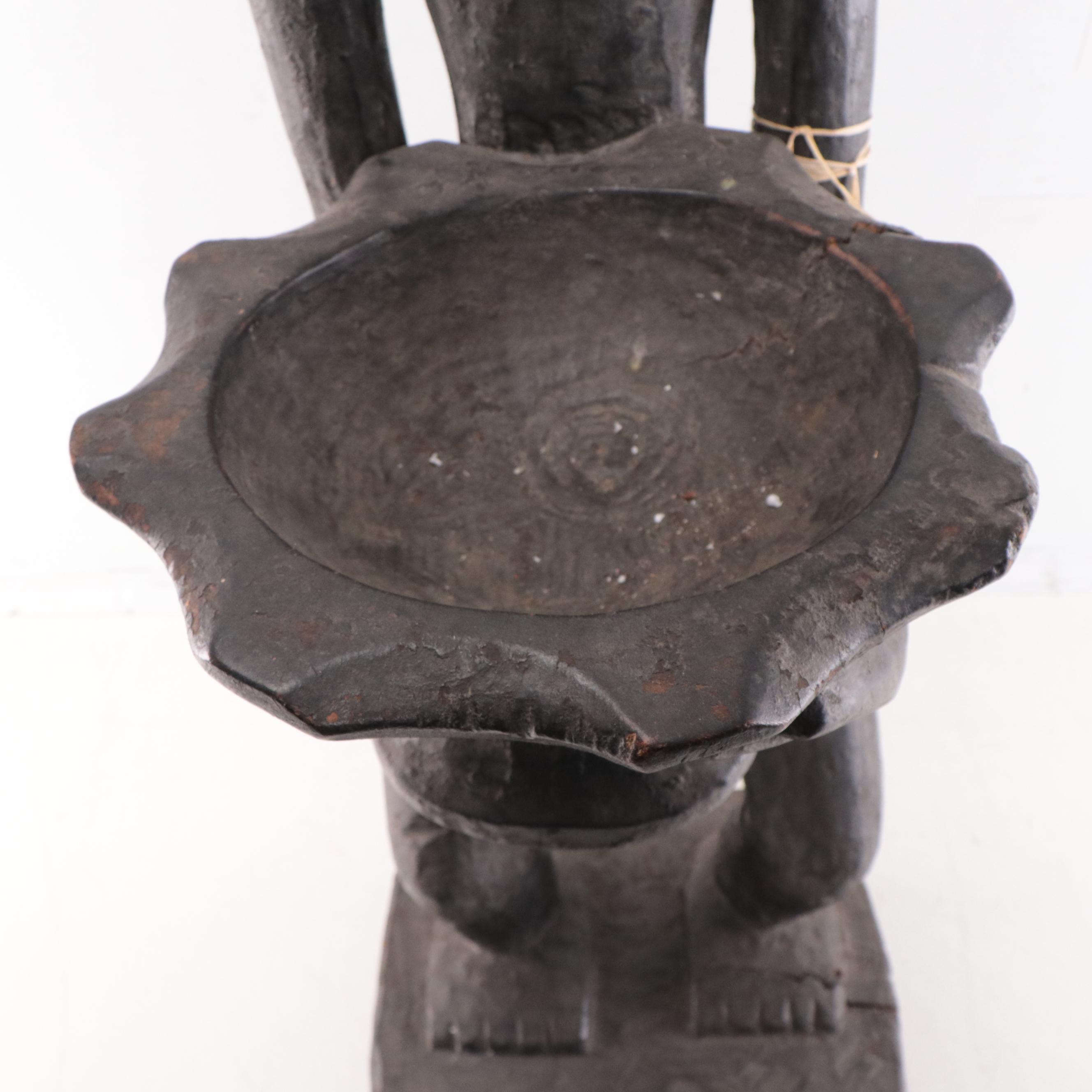 Igorot Hand-Carved Wooden Figure With Bowl, Philippines