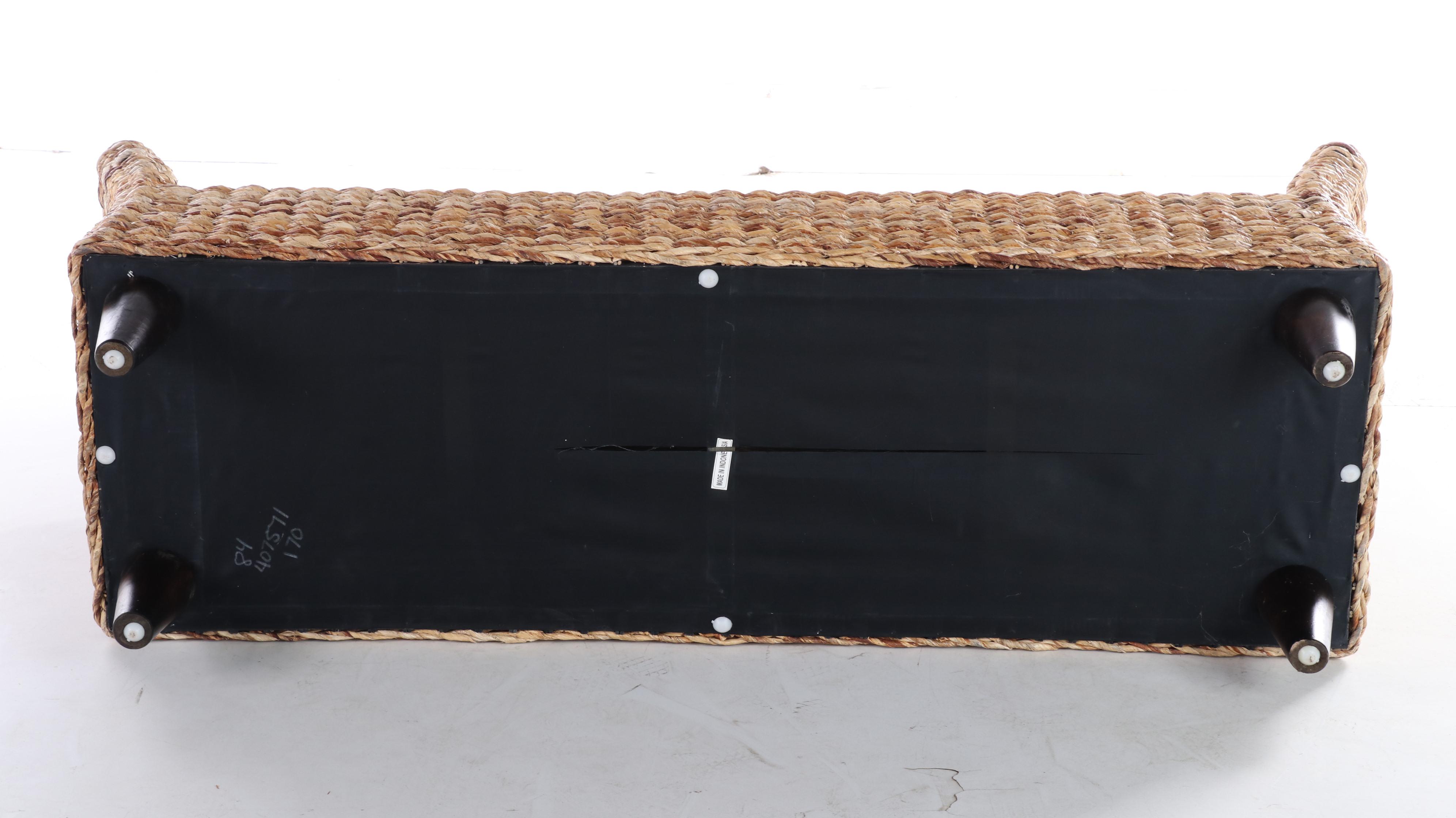 Wicker Bench with Cushion