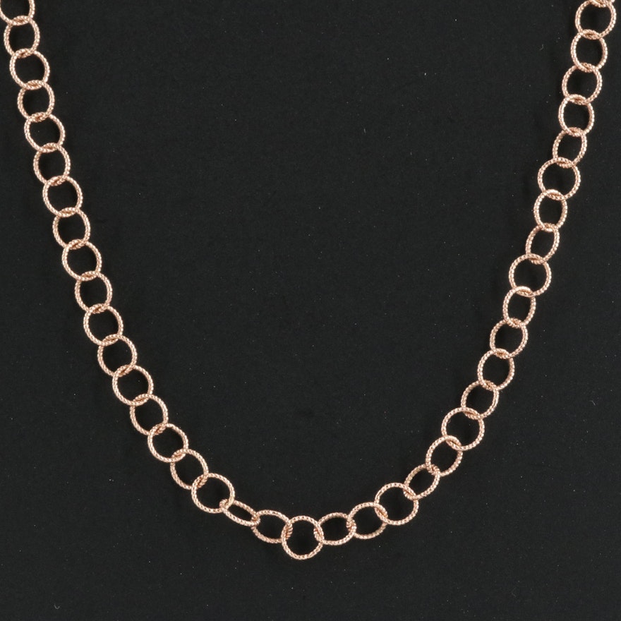 Italian 14K Rose Gold Cable Chain Necklace