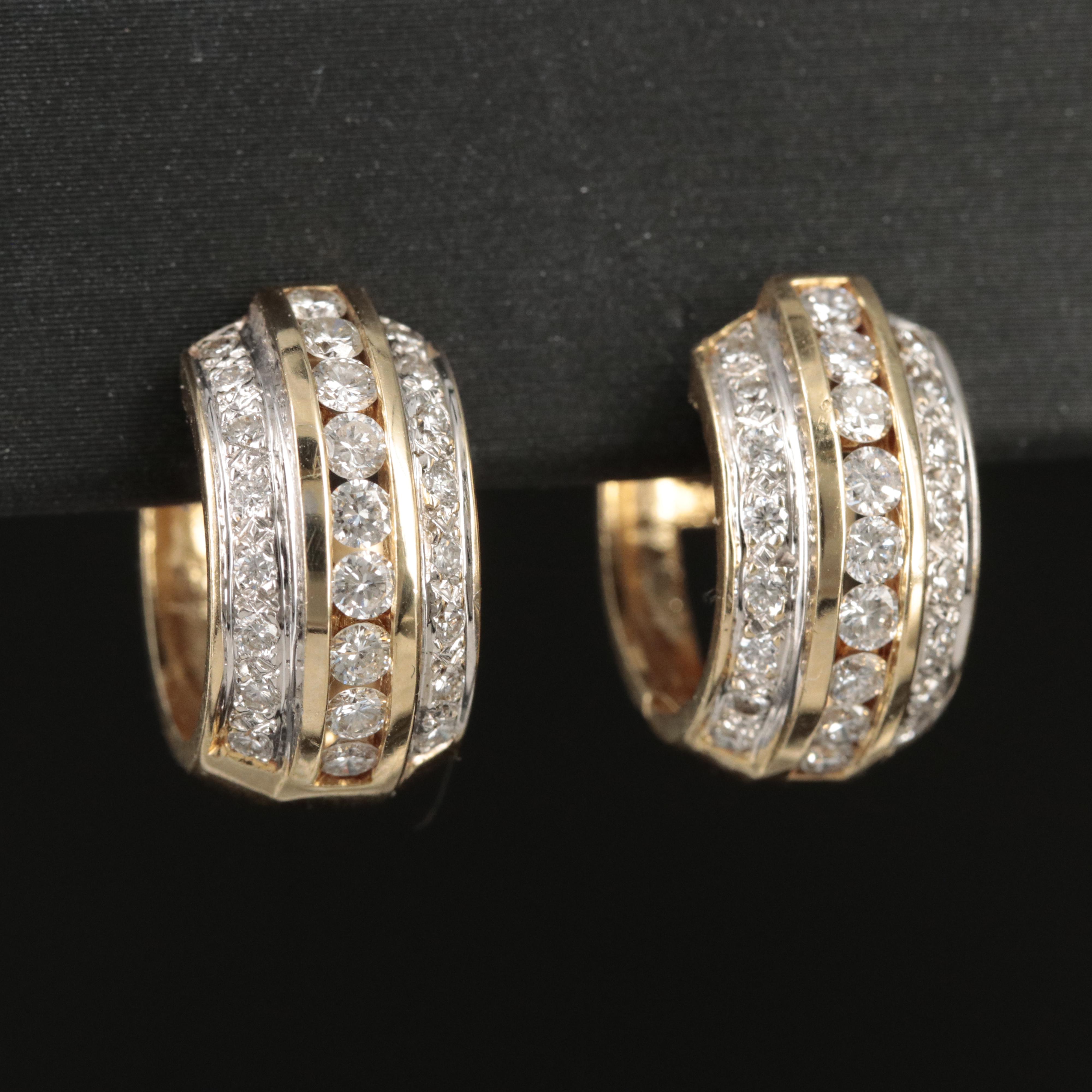14K 0.98 CTW Diamond Small Hoop Earrings