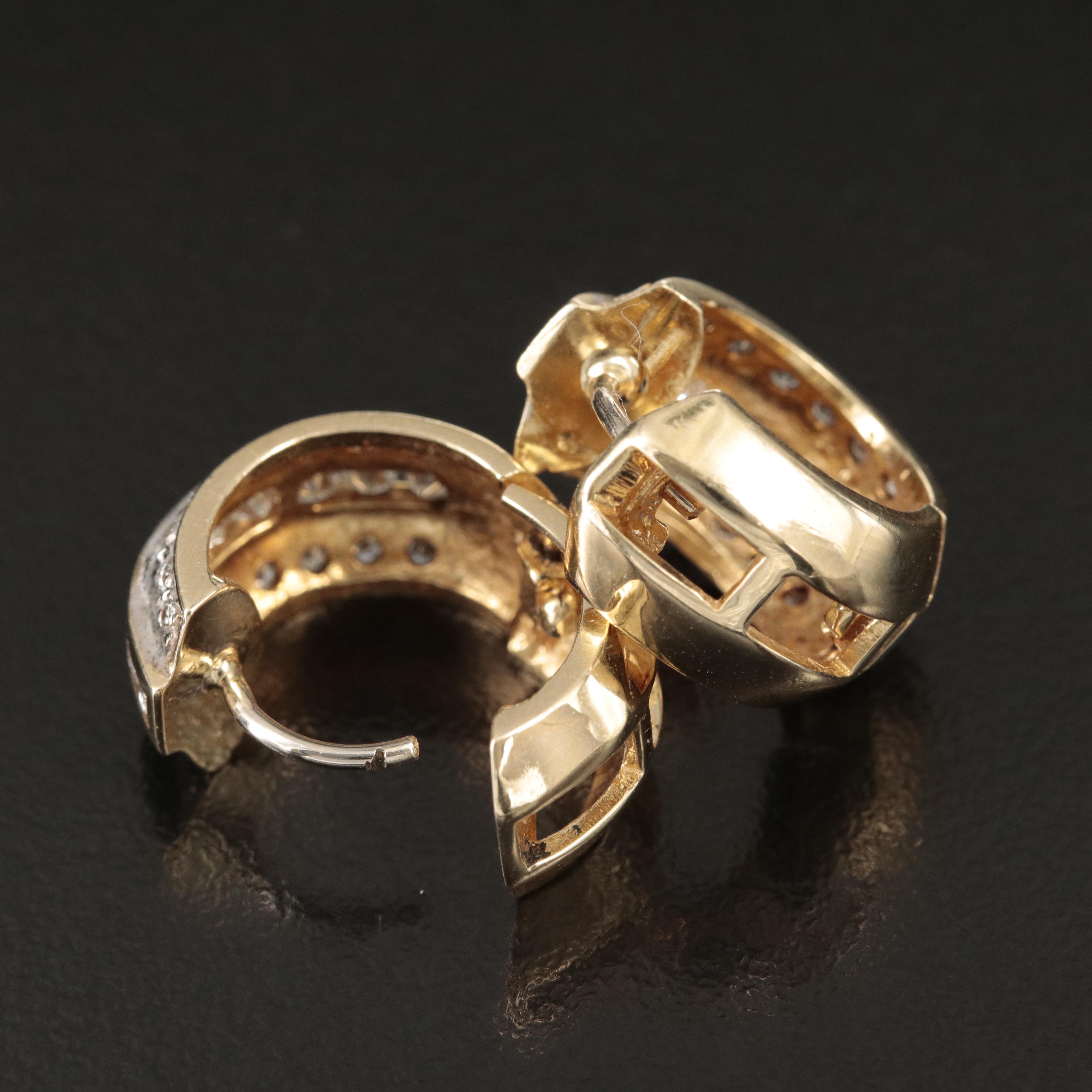 14K 0.98 CTW Diamond Small Hoop Earrings