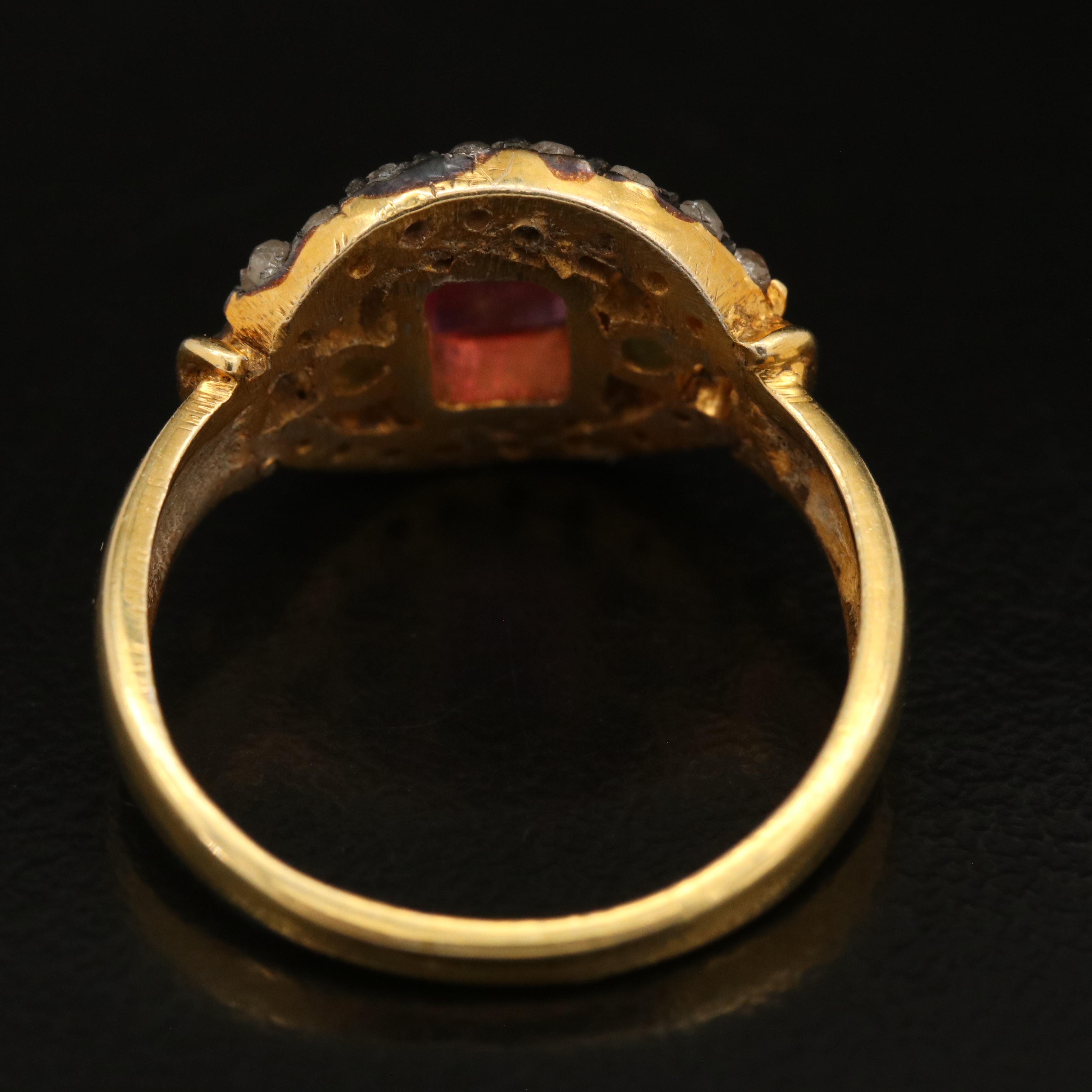 Sterling Corundum, Emerald and Diamond Ring