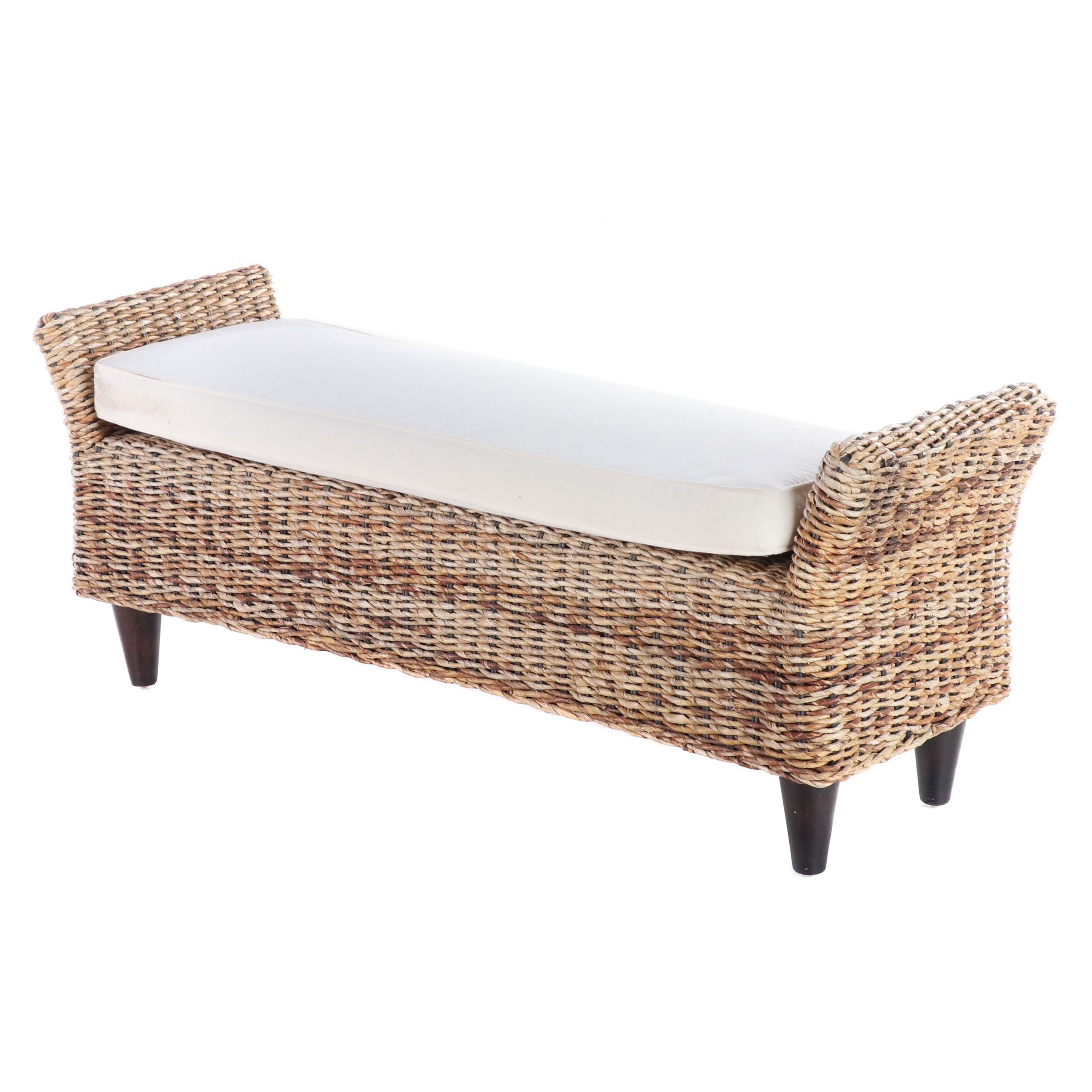 Wicker Bench with Cushion