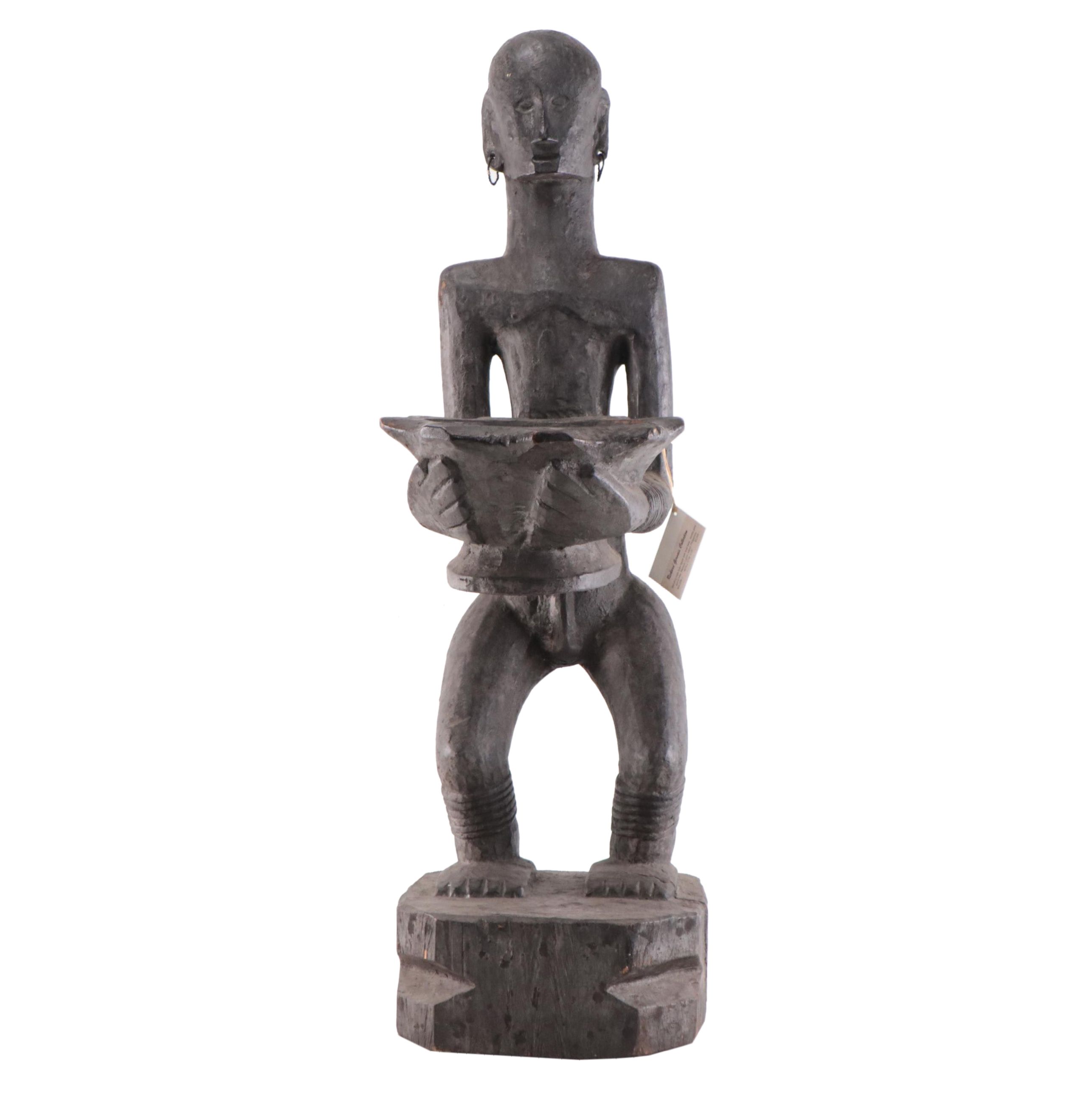 Igorot Hand-Carved Wooden Figure With Bowl, Philippines