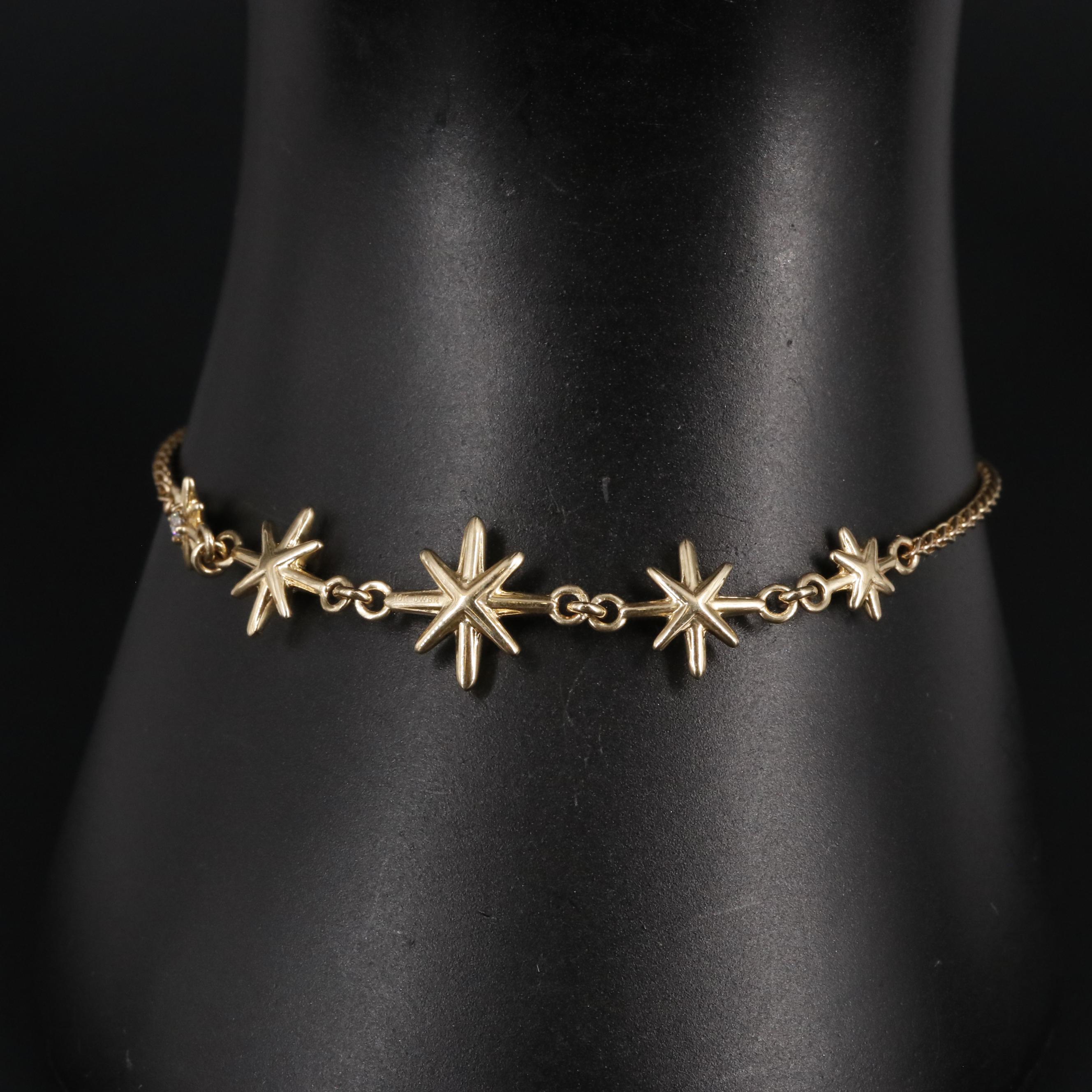 10K 0.26 CTW Diamond Star Chain Slide Bracelet