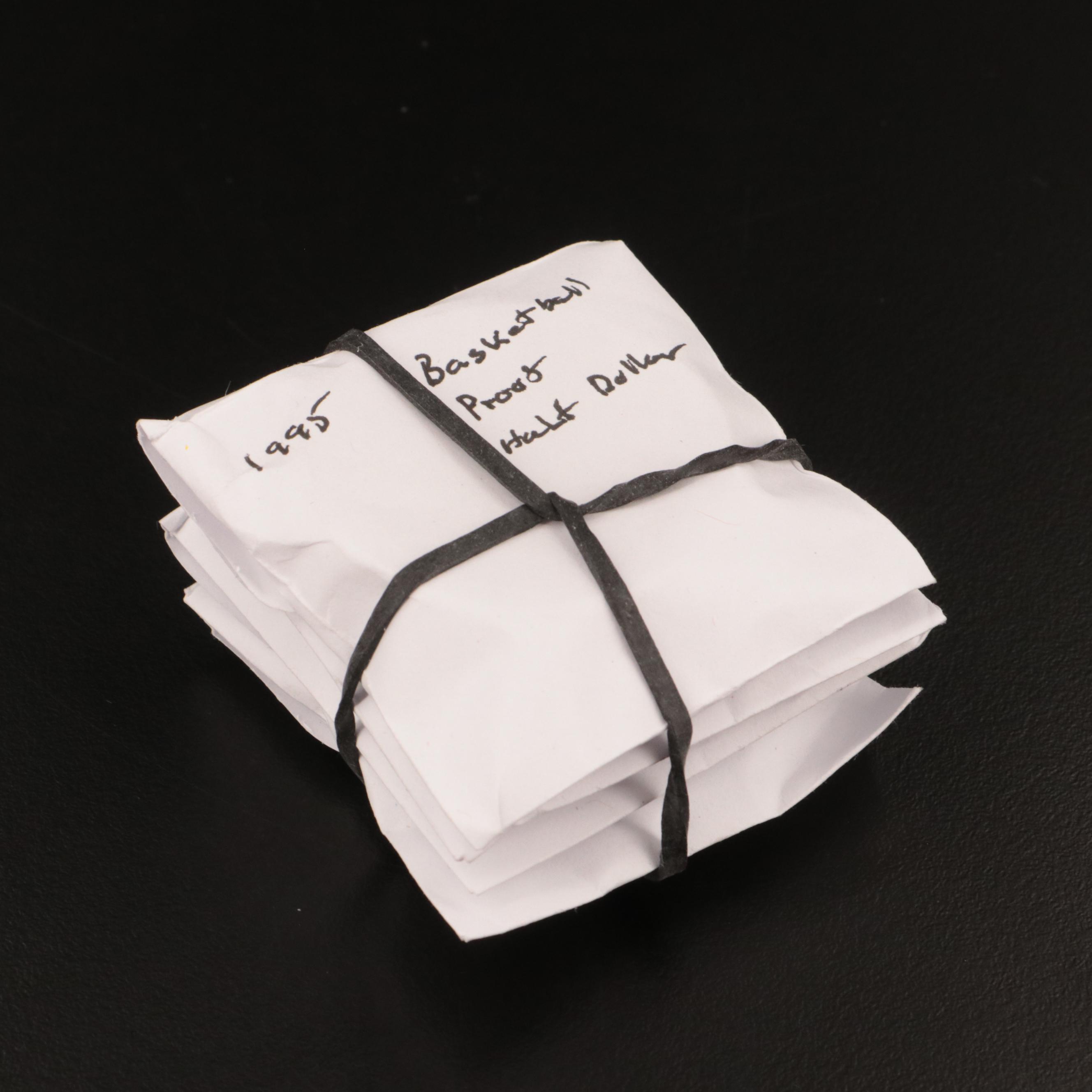 Four 1995 Commemorative Half Dollars Baseball and Basketball