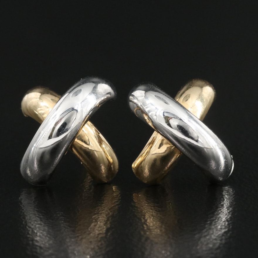 Two-Tone 14K "X" Earrings