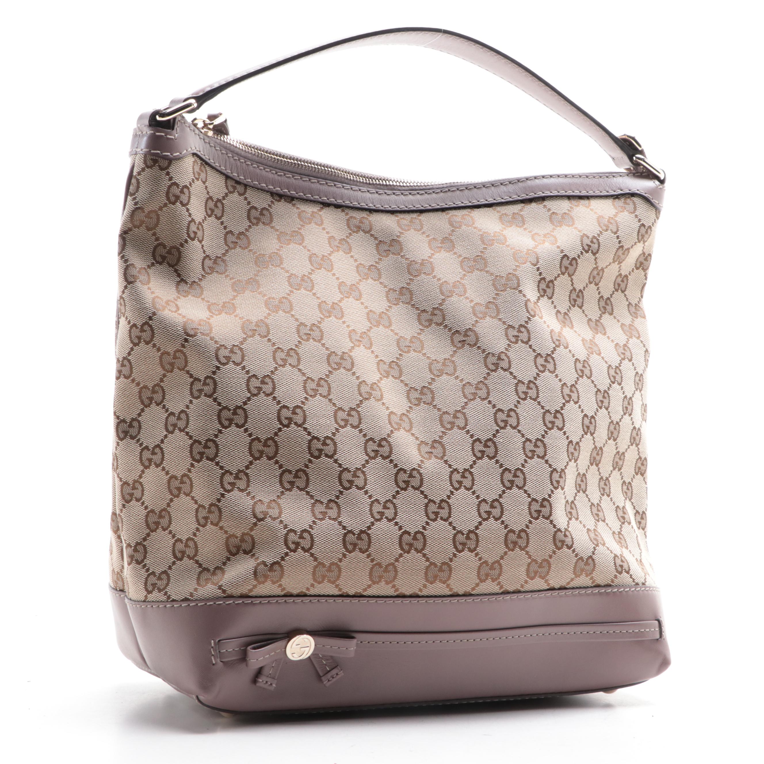 Gucci Mayfair Hobo Bag in GG Canvas and Leather Trim
