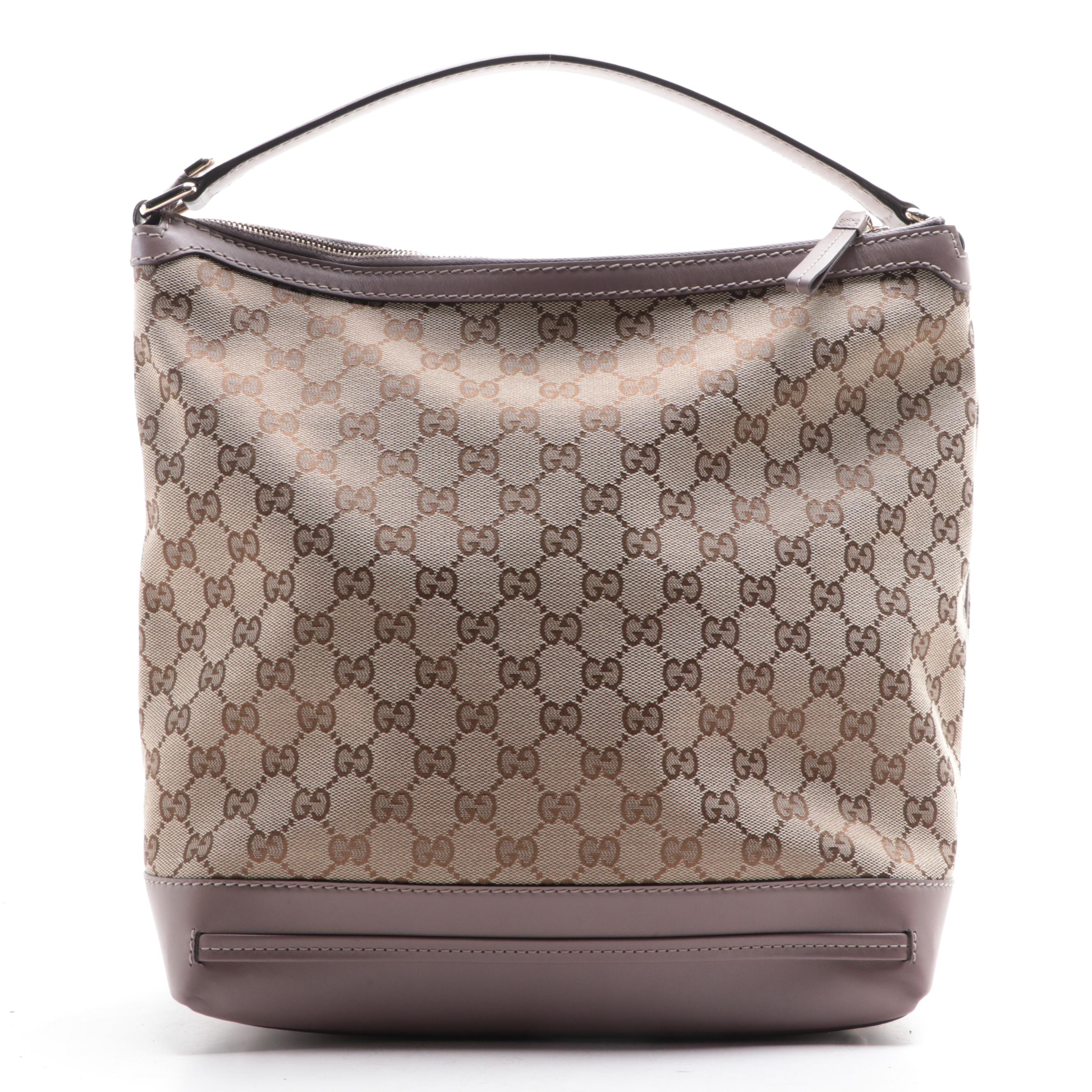 Gucci Mayfair Hobo Bag in GG Canvas and Leather Trim