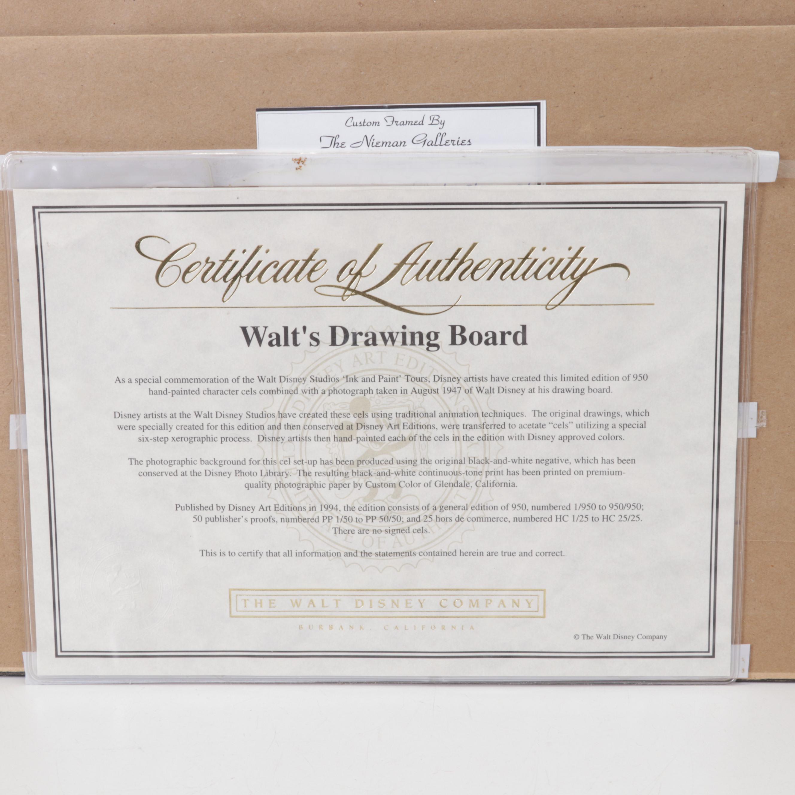 Walt Disney Company Hand-Painted Animation Cel "Walt's Drawing Board," 1994