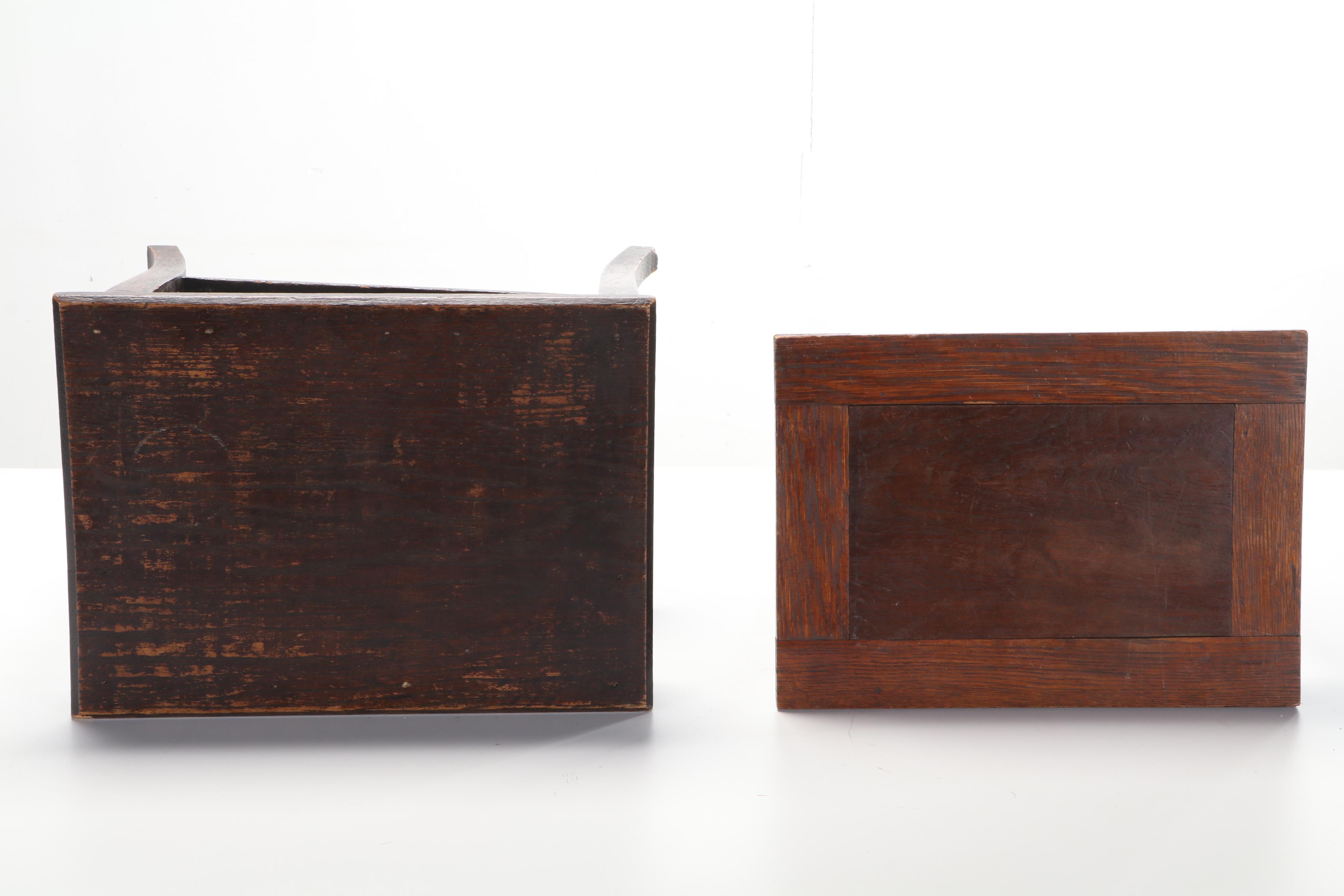 Two American Primitive Oak Side Tables, Late 19th to Early 20th Century