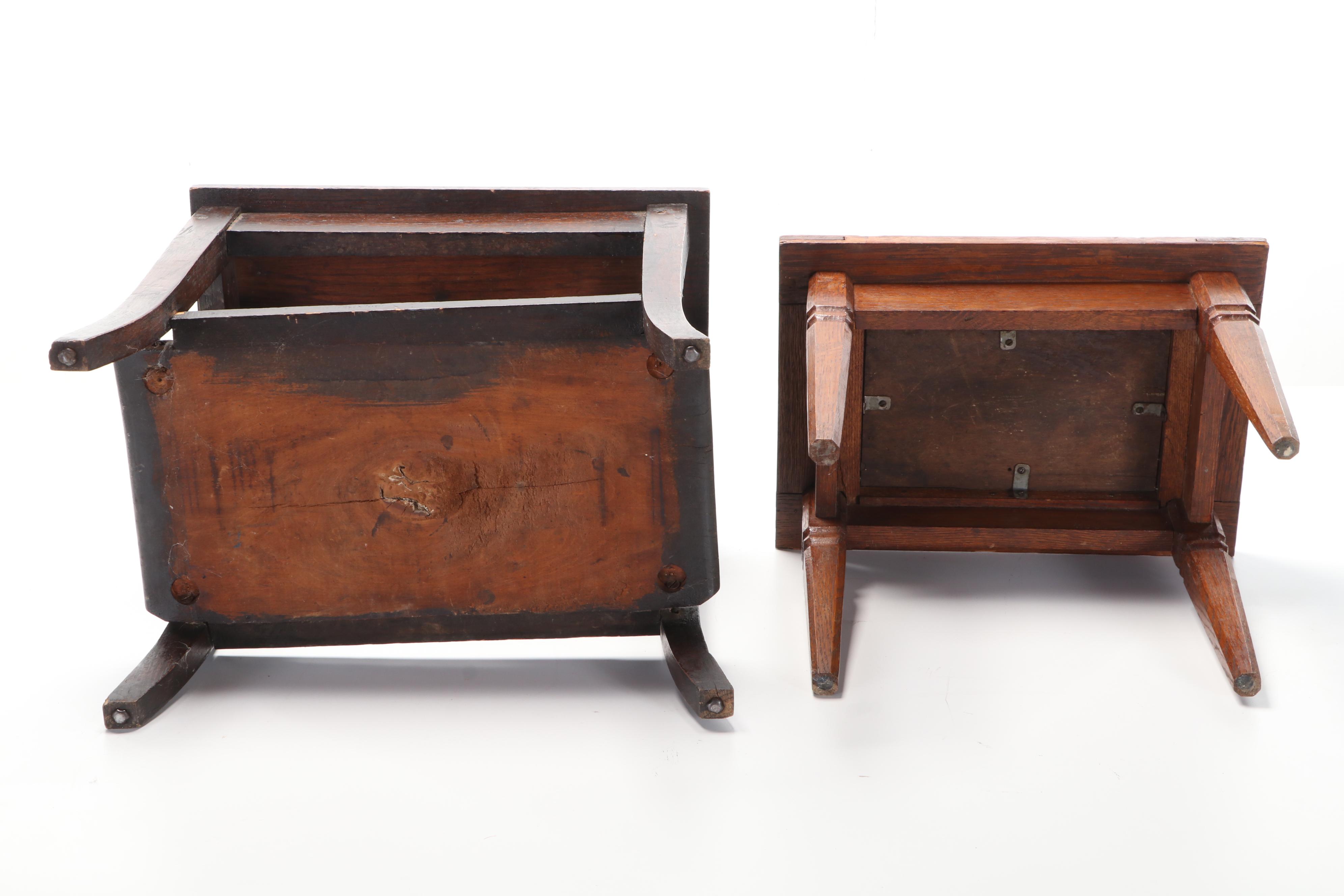 Two American Primitive Oak Side Tables, Late 19th to Early 20th Century