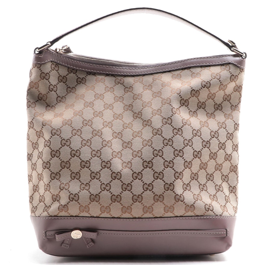 Gucci Mayfair Hobo Bag in GG Canvas and Leather Trim