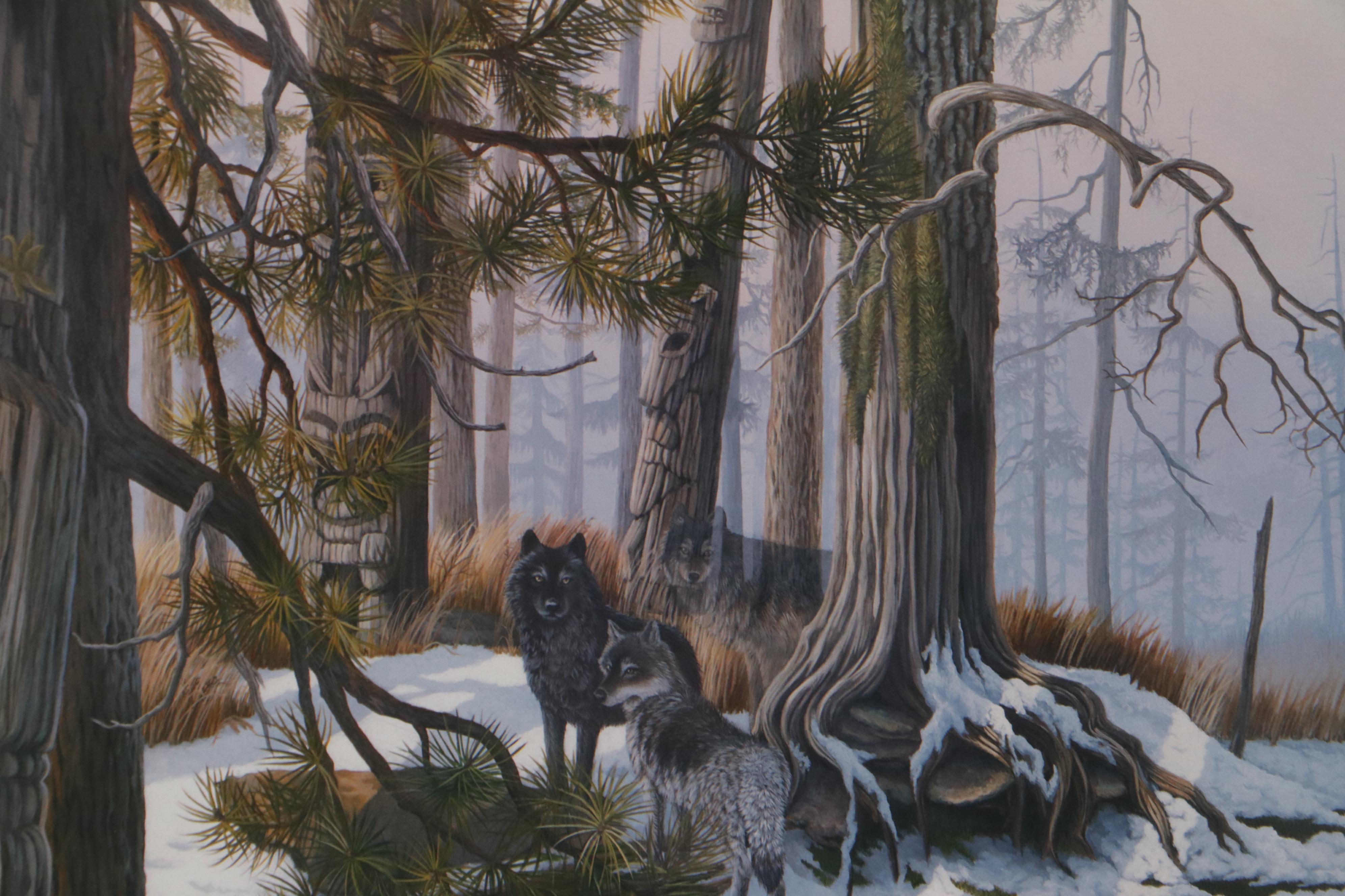 Lane Kendrick Offset Lithograph of Wolves "Vanishing Legacy"
