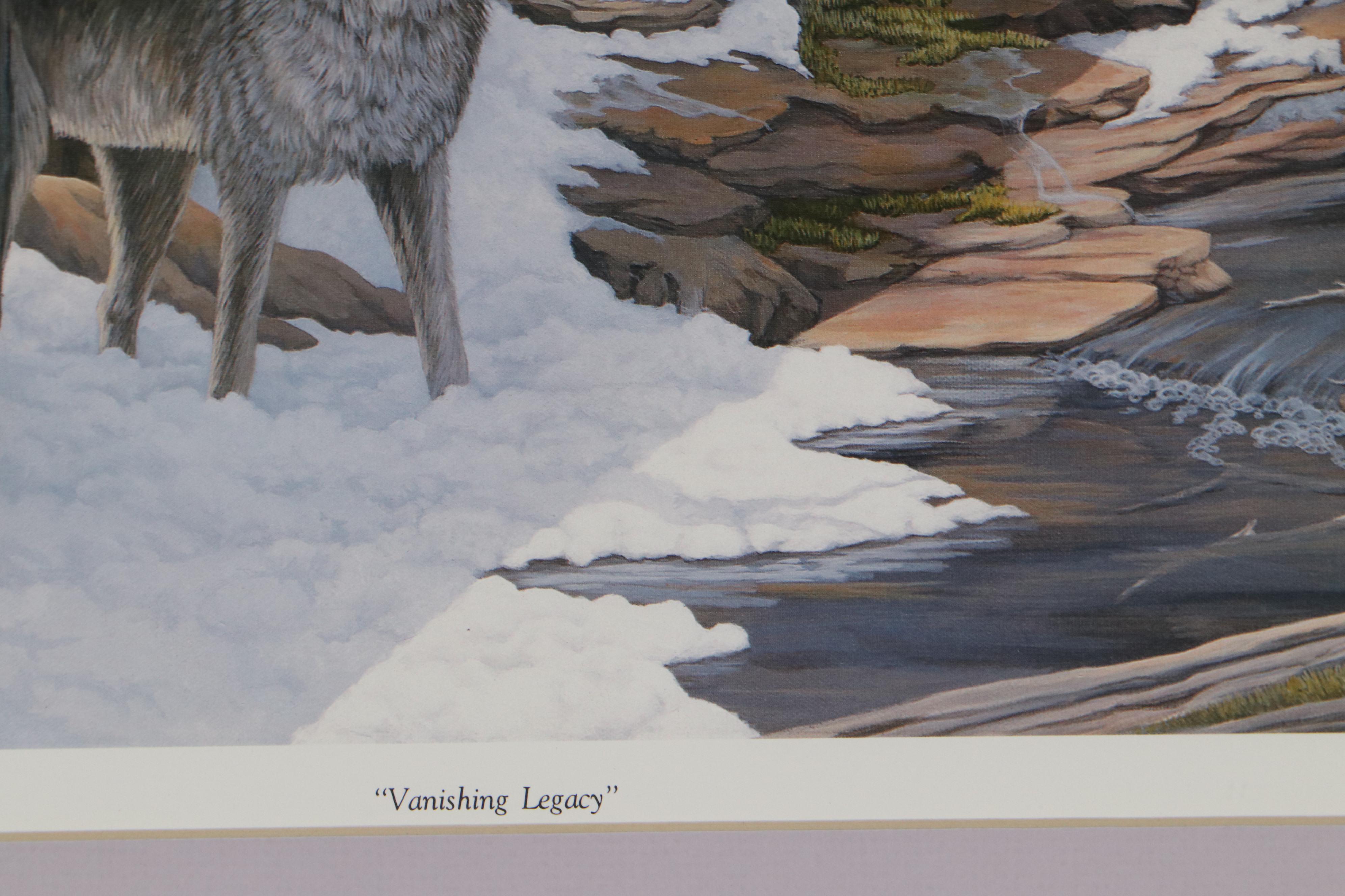 Lane Kendrick Offset Lithograph of Wolves "Vanishing Legacy"