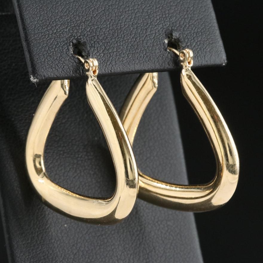 14K Triangular Hoop Earrings