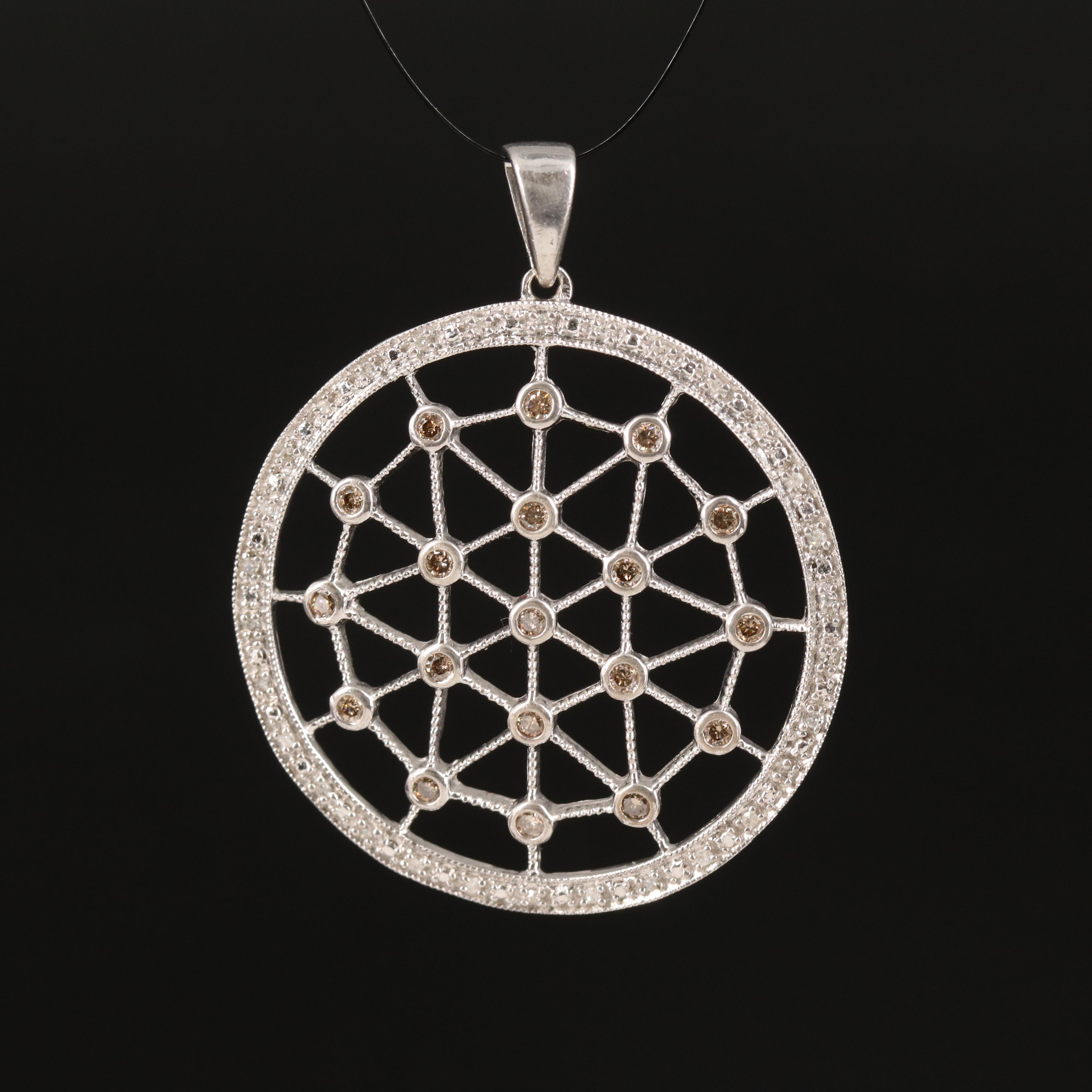 Sterling Diamond Lattice Pendant