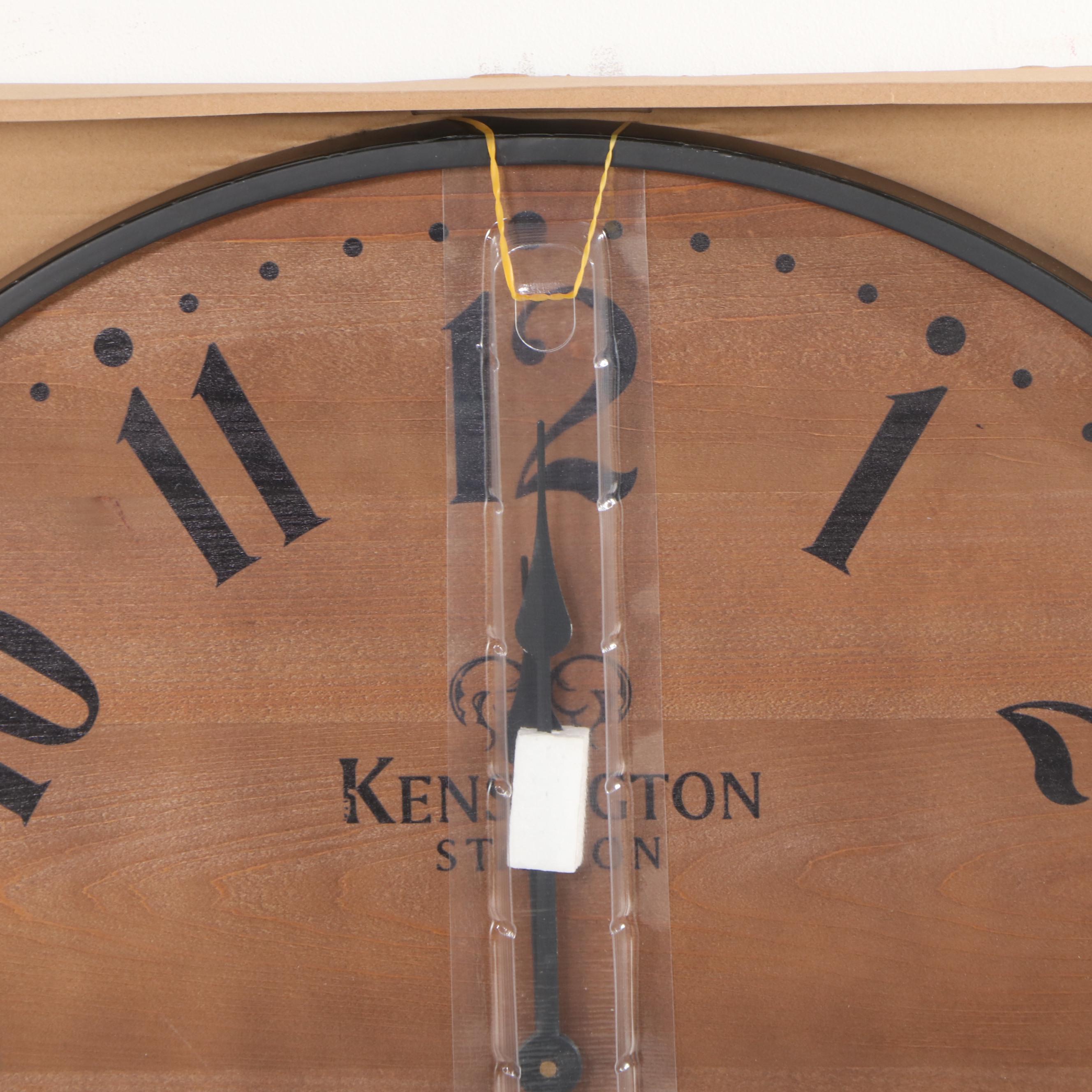 Threshold Kensington Wooden Wall Clock in Pine Finish