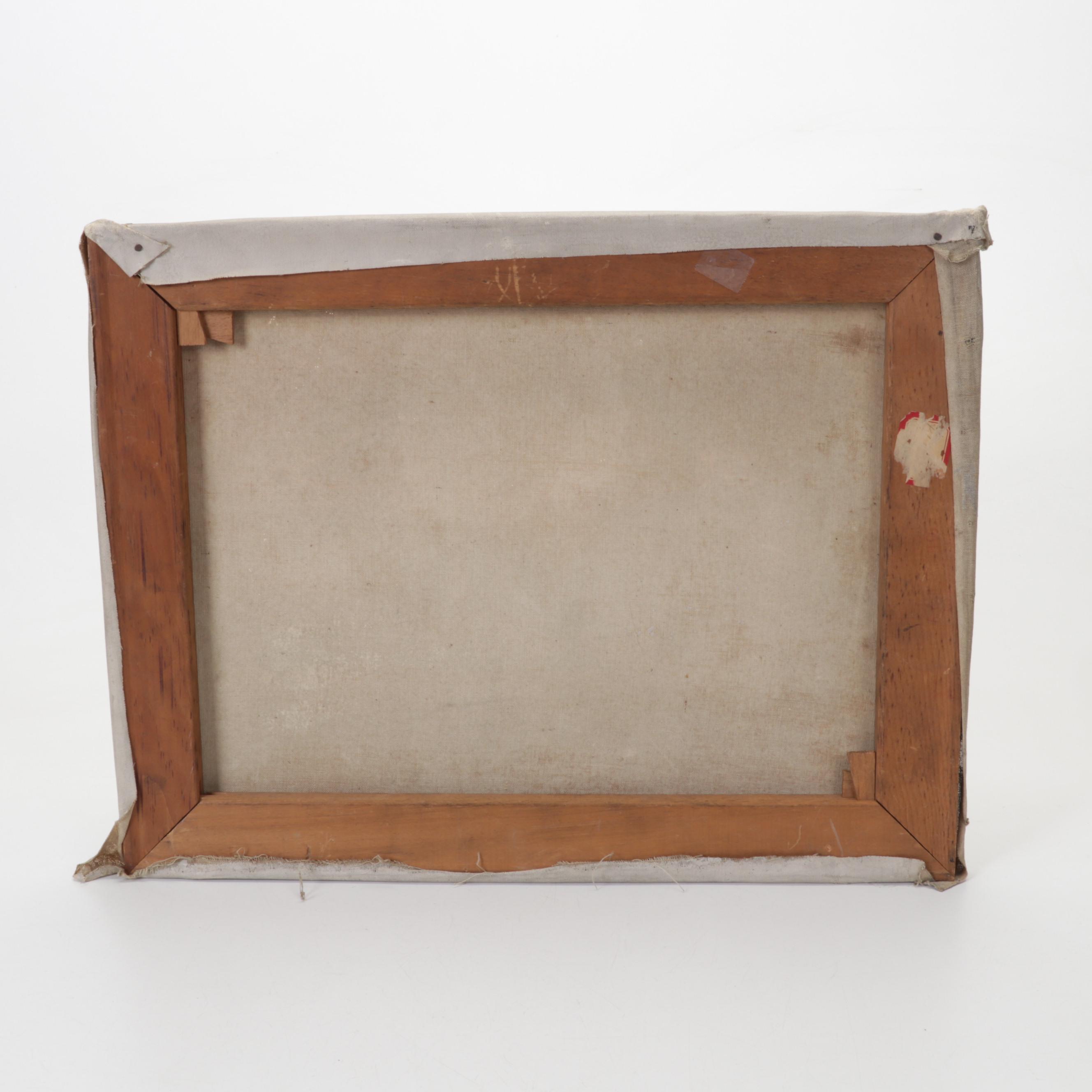 N. Campbell Landscape Oil Painting of Mountain Valley Lake, 1941