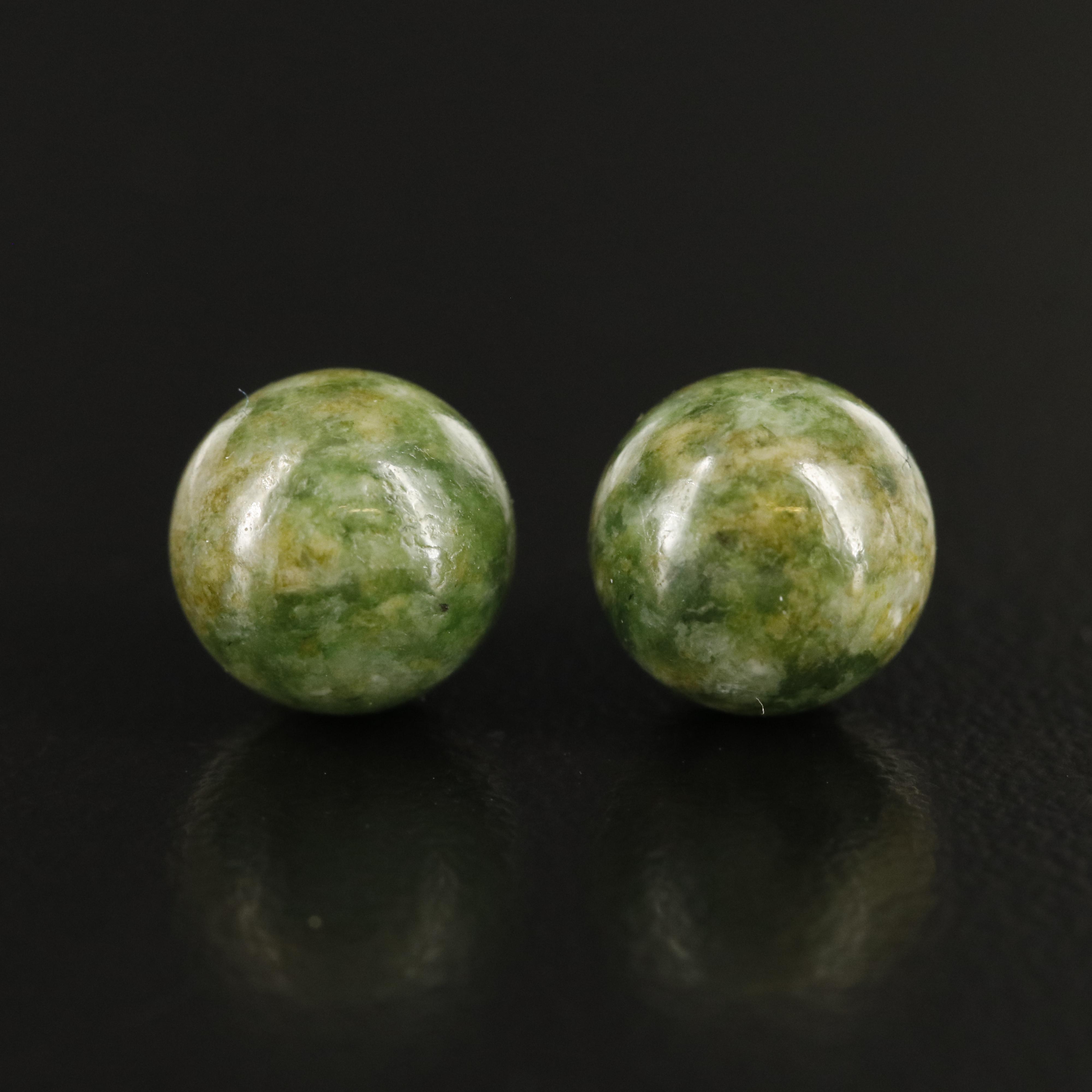 14K Nephrite Stud Earrings