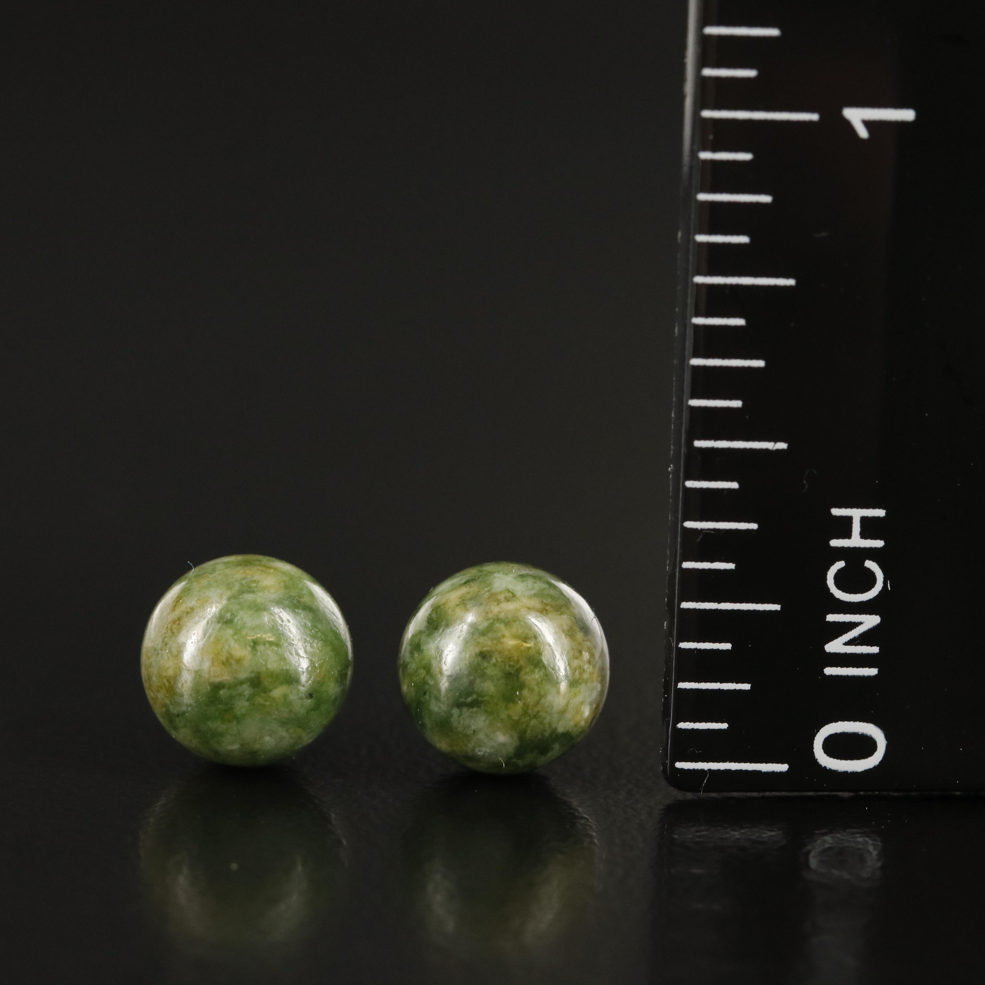 14K Nephrite Stud Earrings
