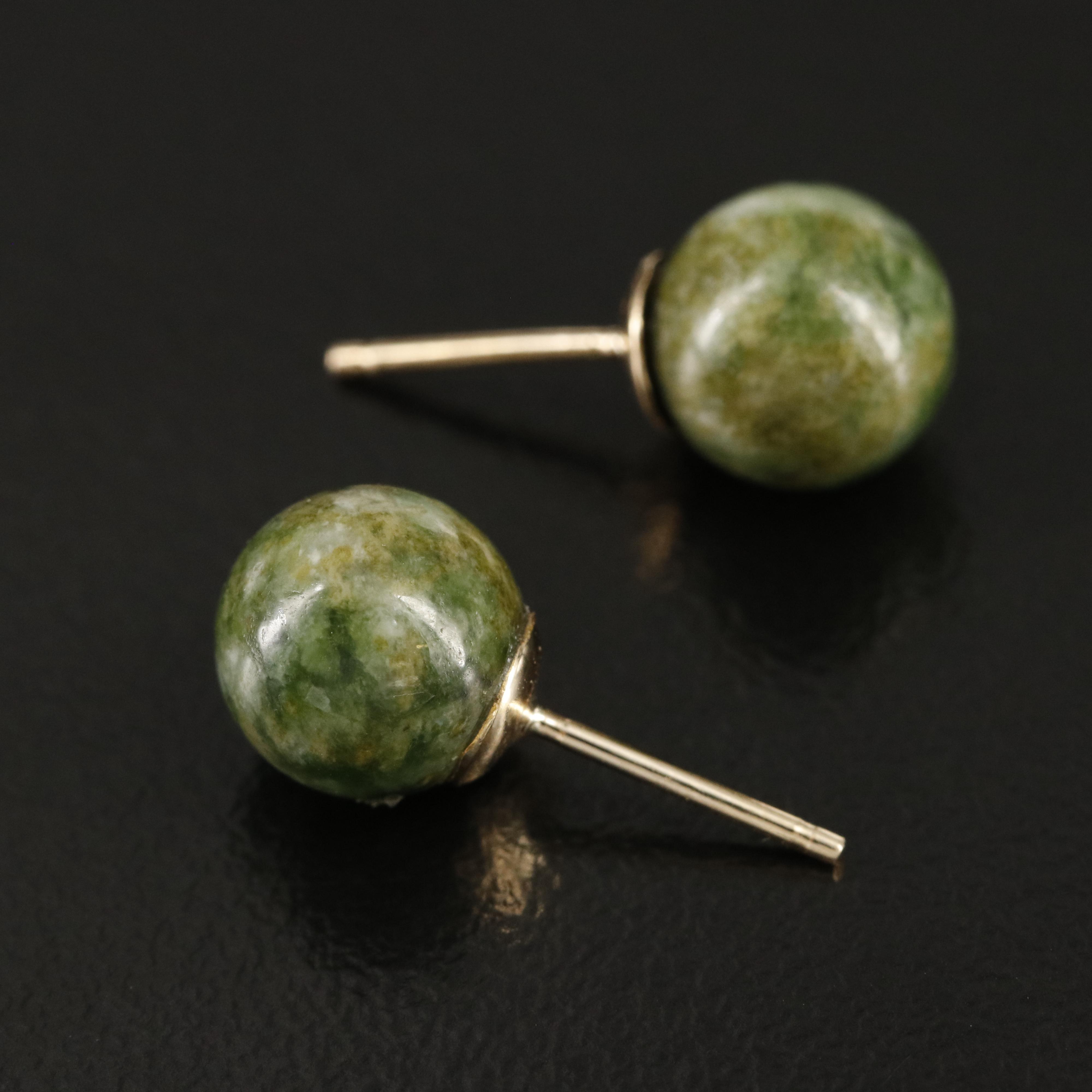 14K Nephrite Stud Earrings