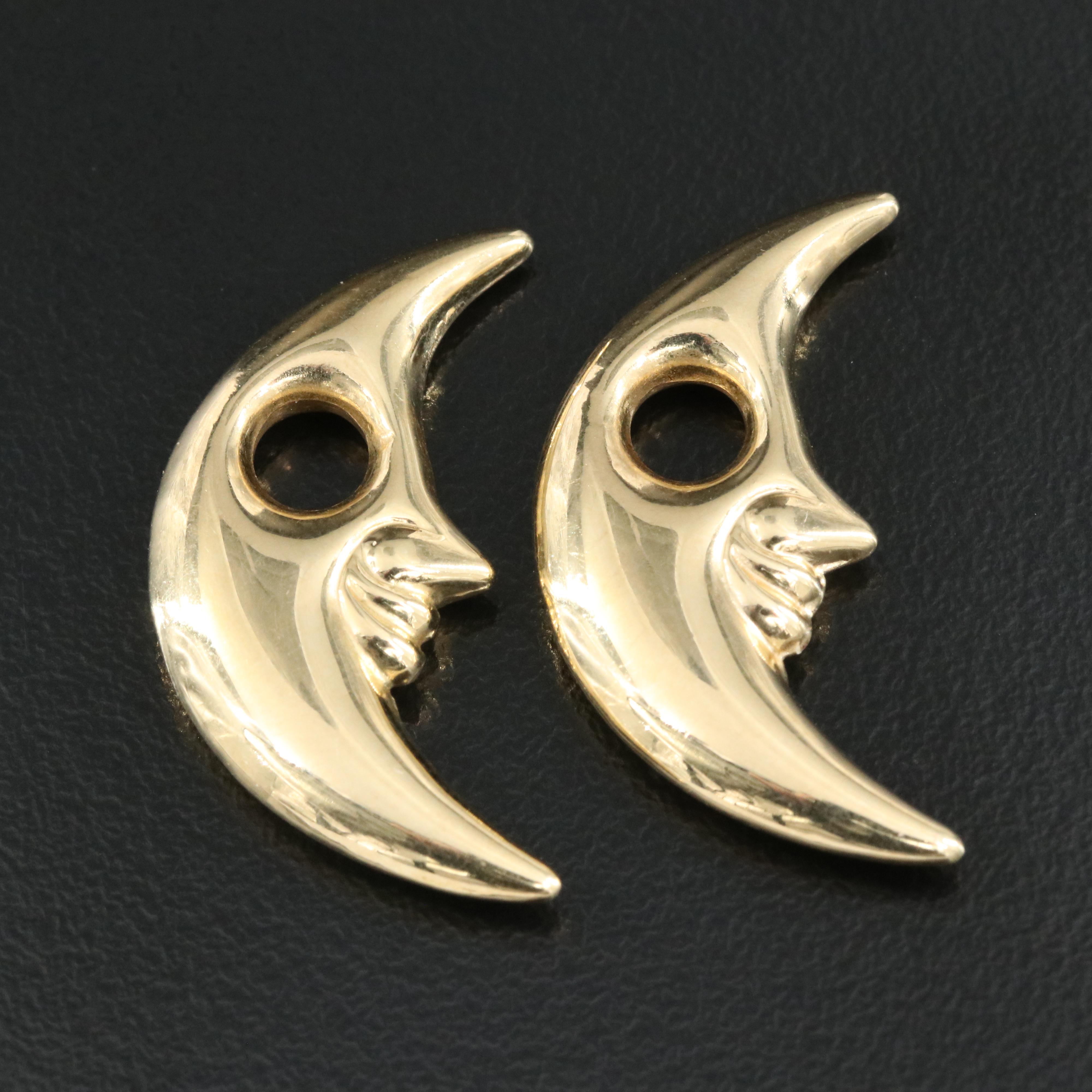 14K Crescent Moon Enhancers