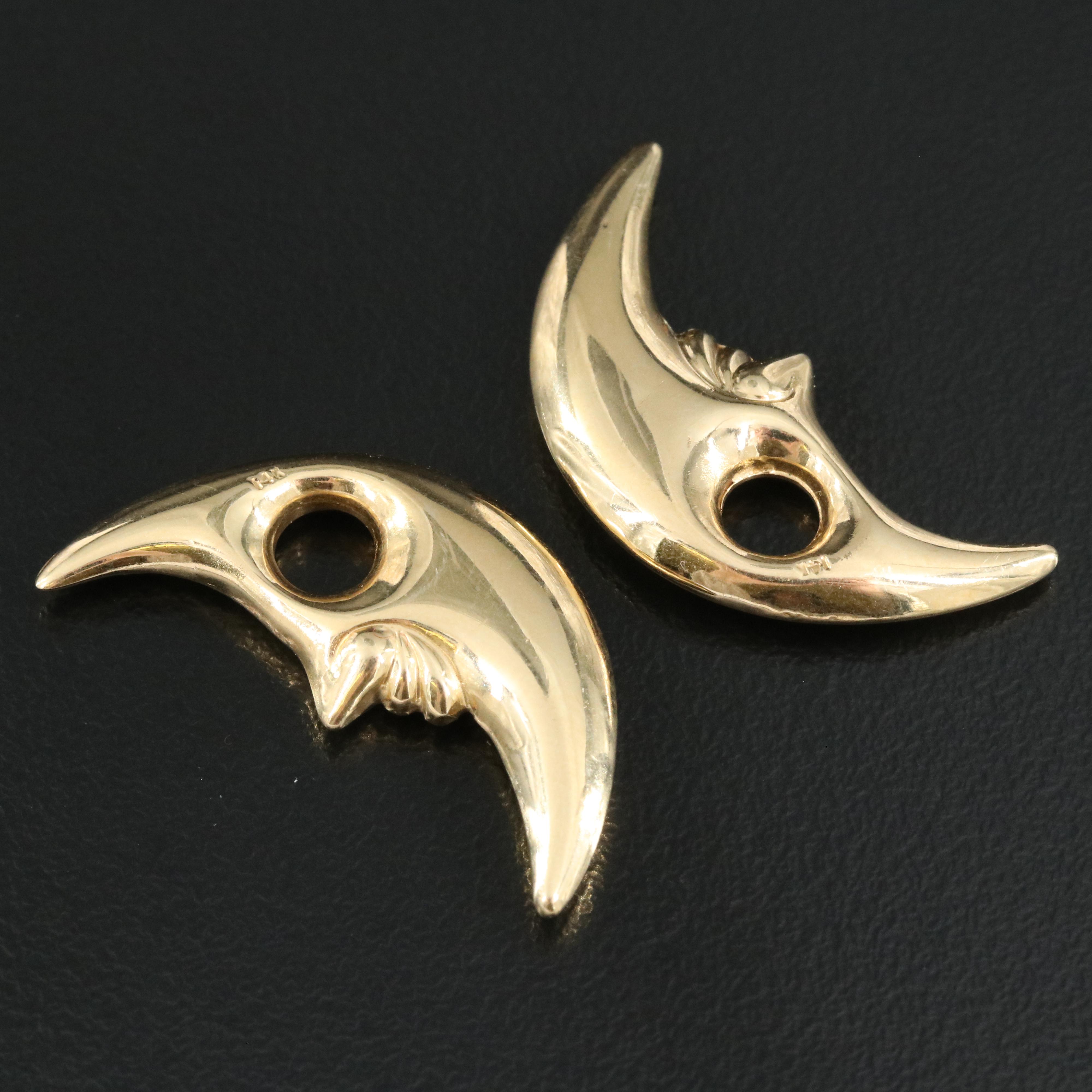 14K Crescent Moon Enhancers
