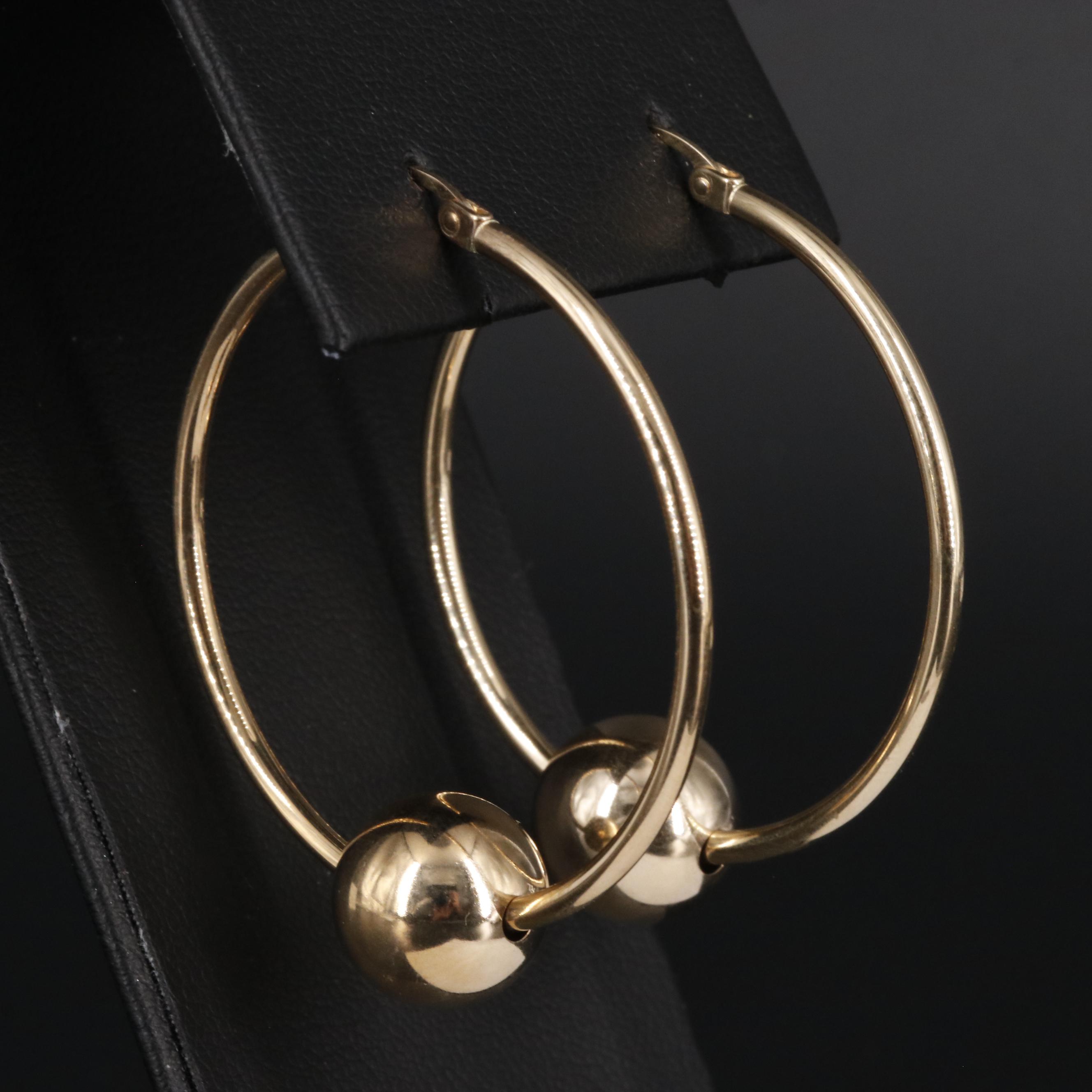 14K Mobile Ball On Hoop Earrings