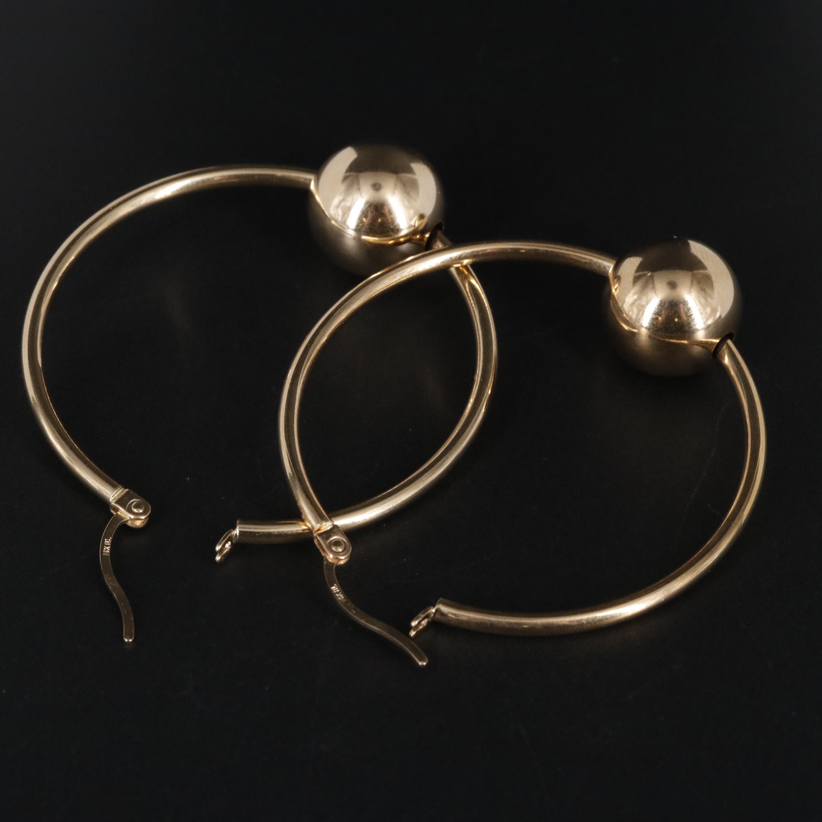14K Mobile Ball On Hoop Earrings