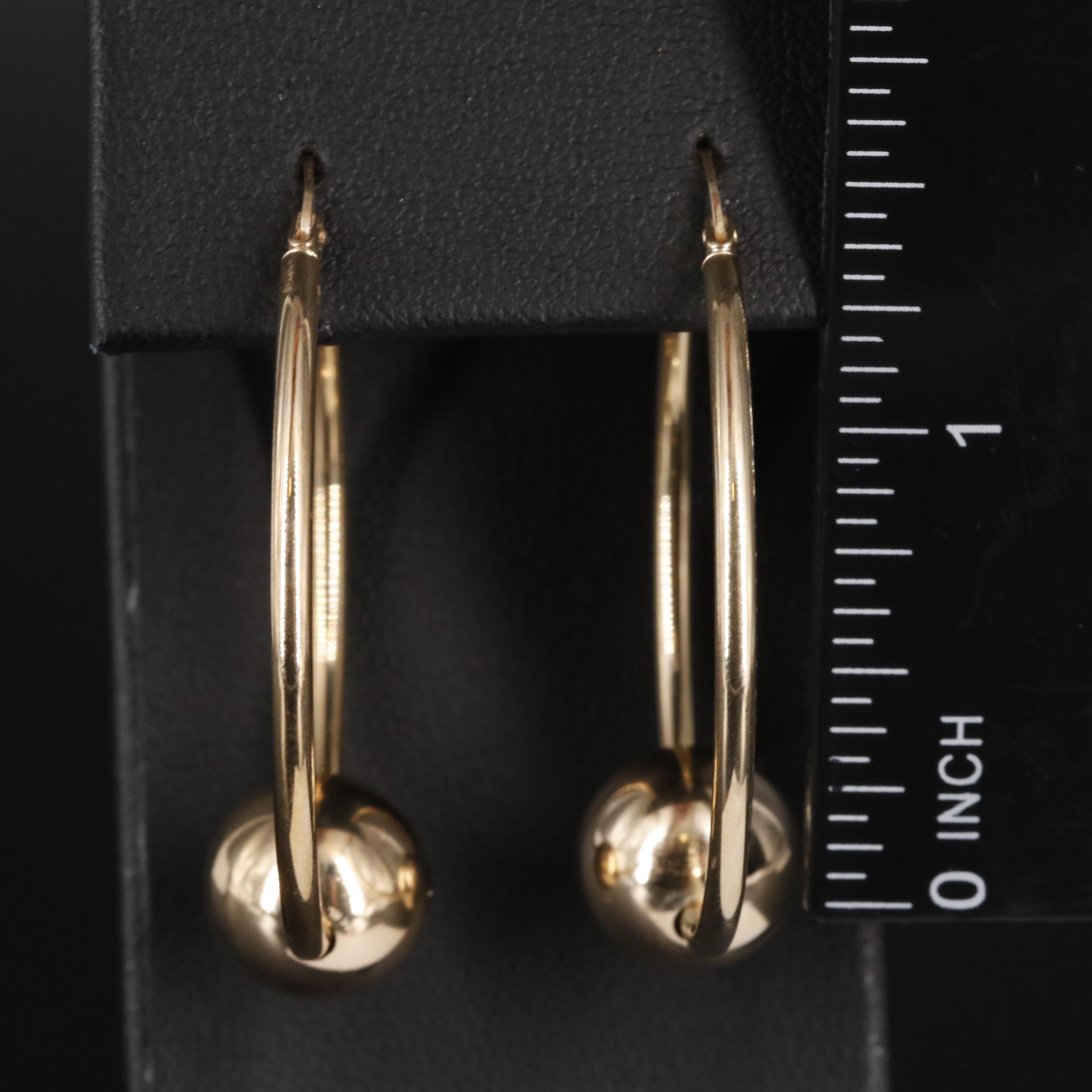 14K Mobile Ball On Hoop Earrings