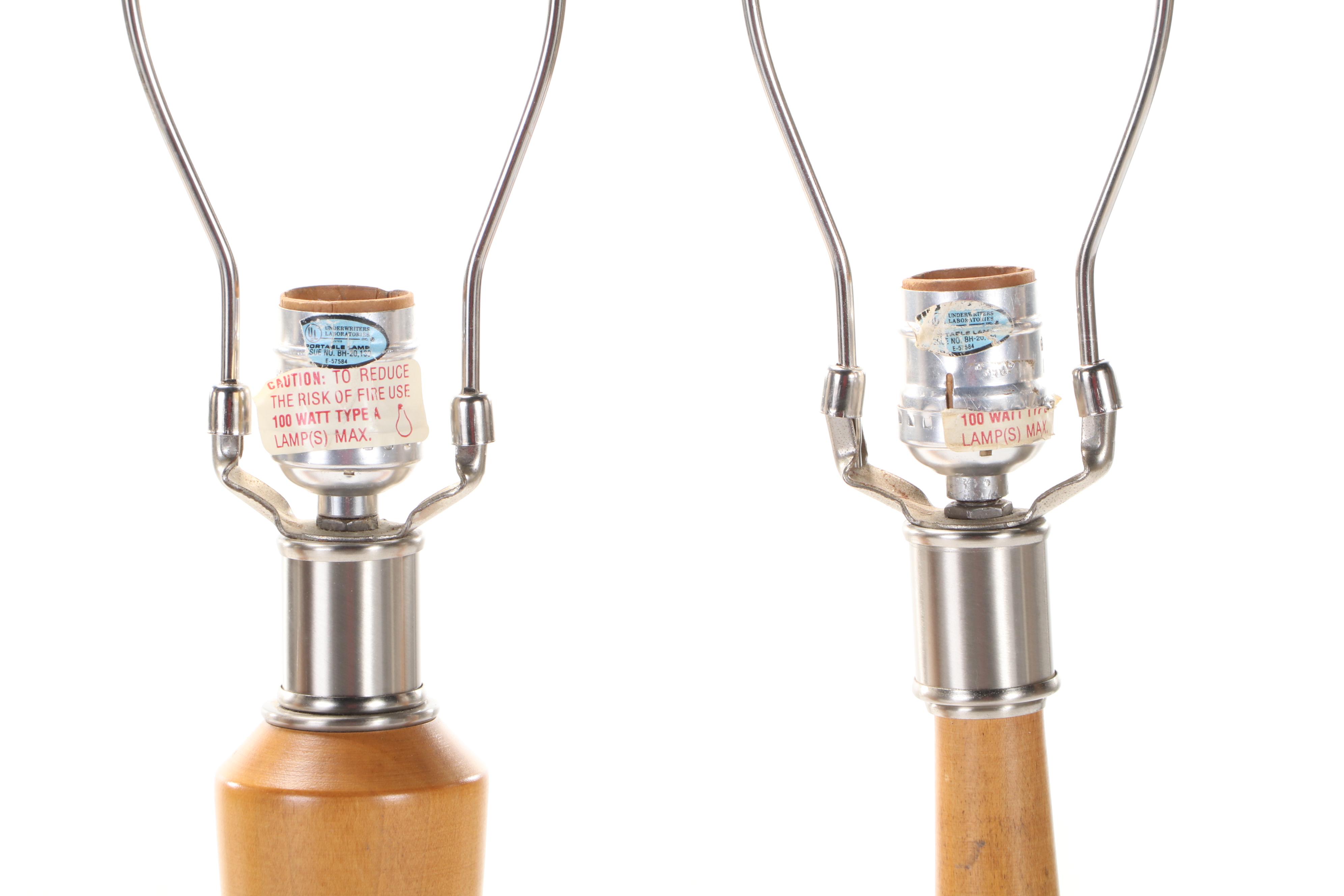 Four Wooden Spindle Table Lamps, Late 20th Century